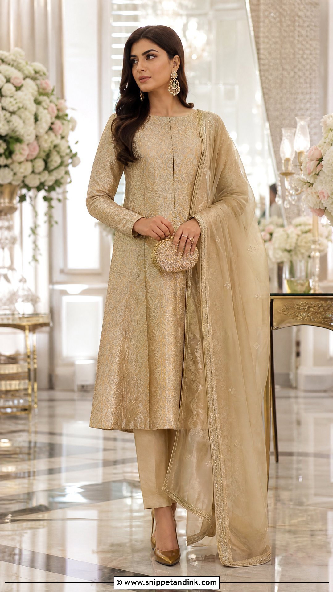 Champagne Gold Brocade Salwar Suit - Snippet and Ink - 20 Wedding Salwar Suits
