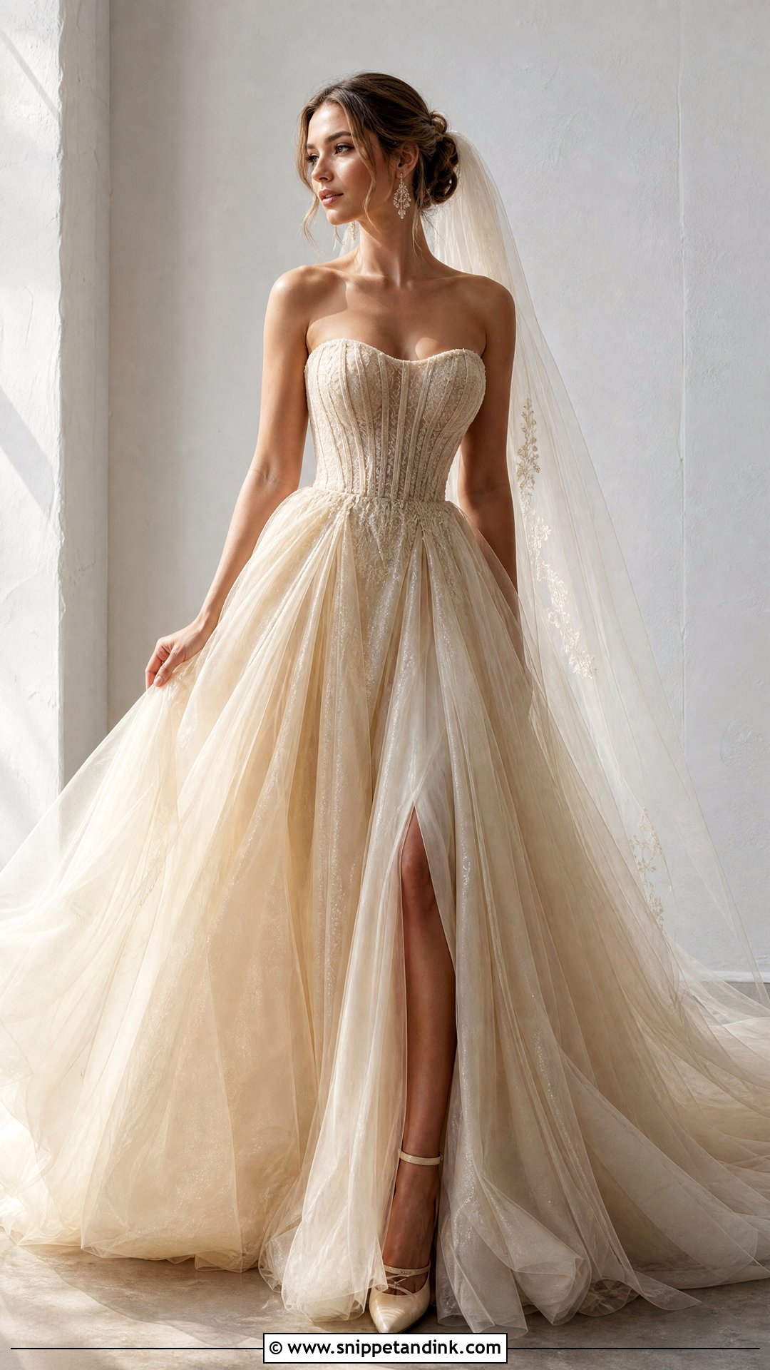 Champagne Gold Corset Wedding Dress - Snippet and Ink - 25 Champagne Gold Wedding Dress Ideas