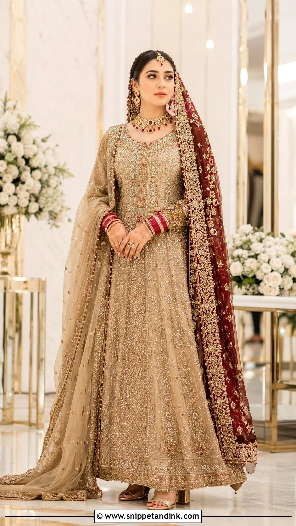 Champagne Gold Gown Barat Dress - Snippet and Ink - 20 Barat Dress for Bride Ideas