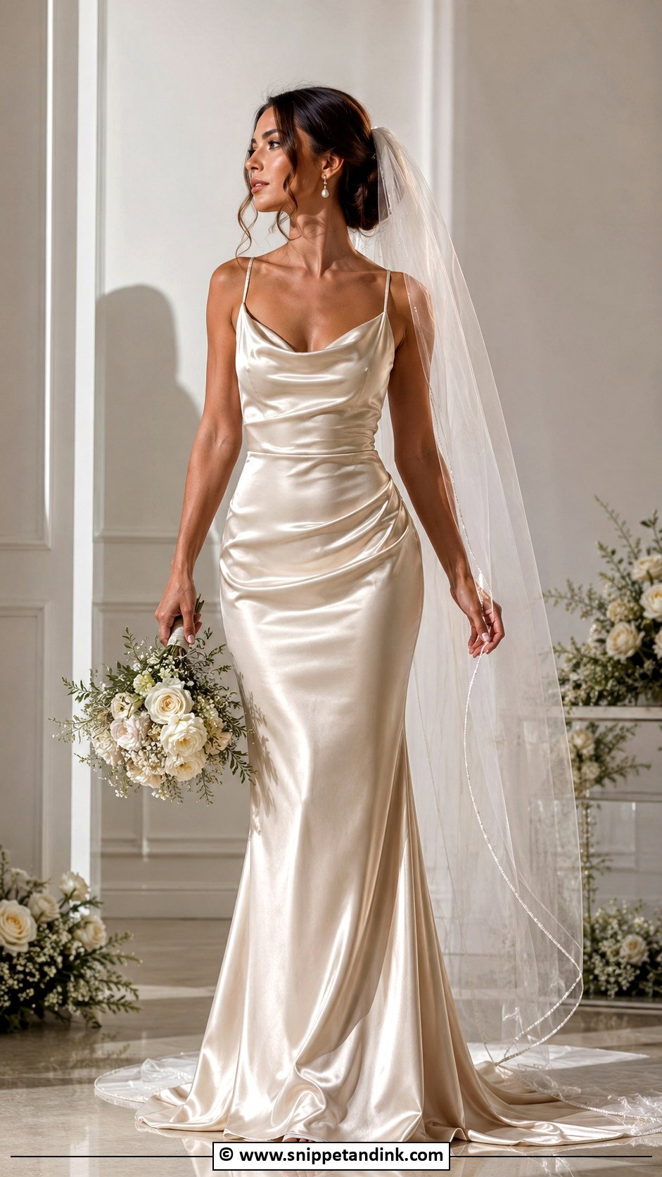 Champagne Gold Satin Wedding Dress - Snippet and Ink - 30 Gold Wedding Dress Ideas