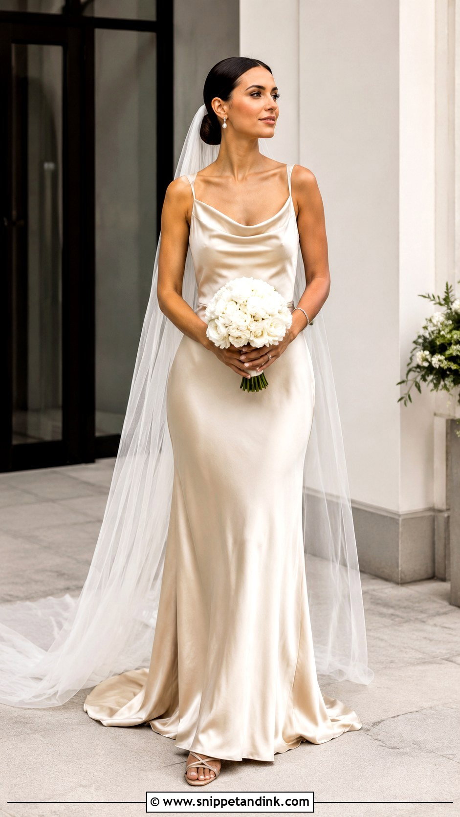 Champagne Gold Slip Wedding Dress - Snippet and Ink - 20 Long Classy Gold Wedding Dress Ideas