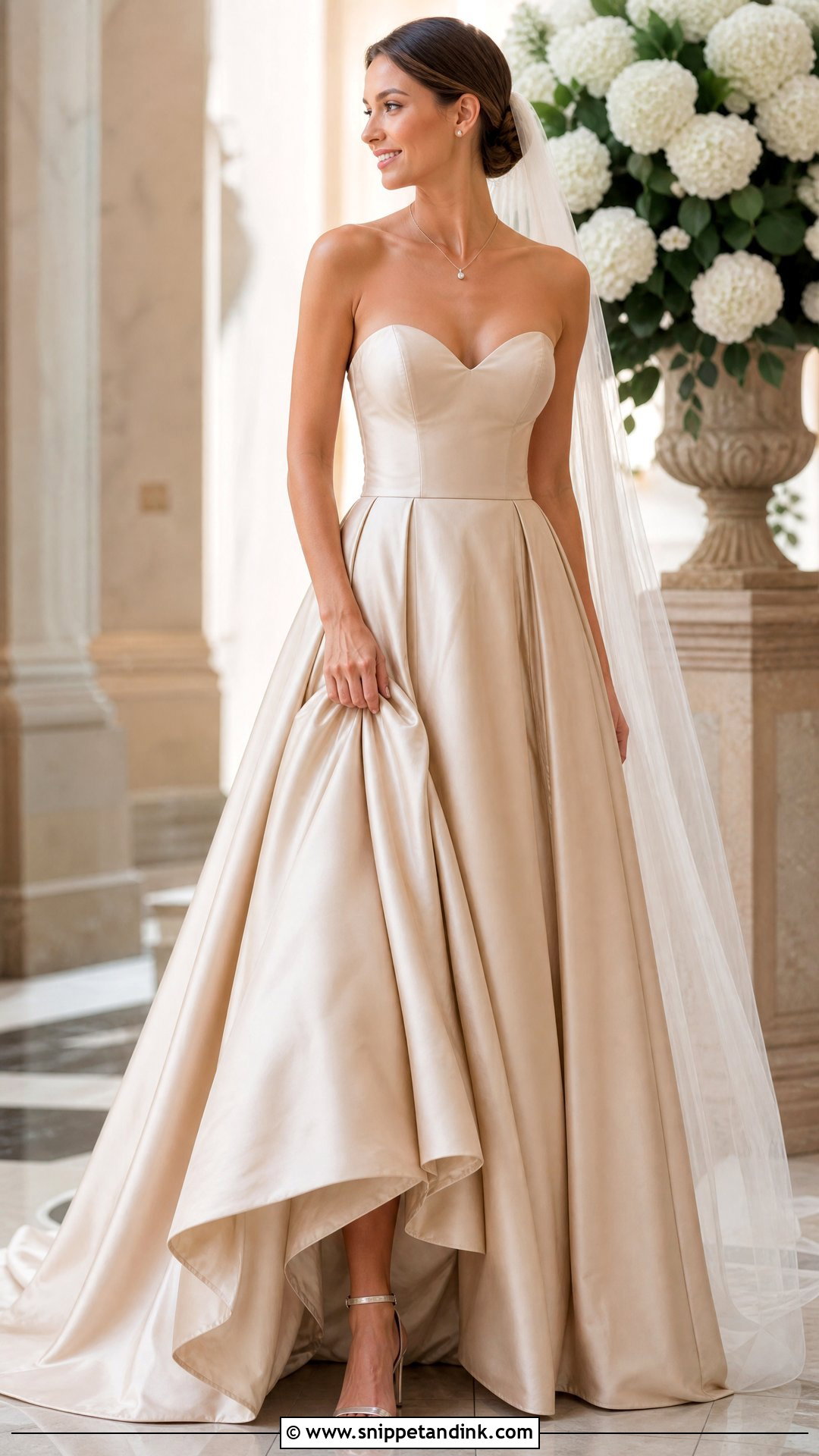 Champagne Gold Strapless Wedding Dress - Snippet and Ink - 25 Champagne Gold Wedding Dress Ideas