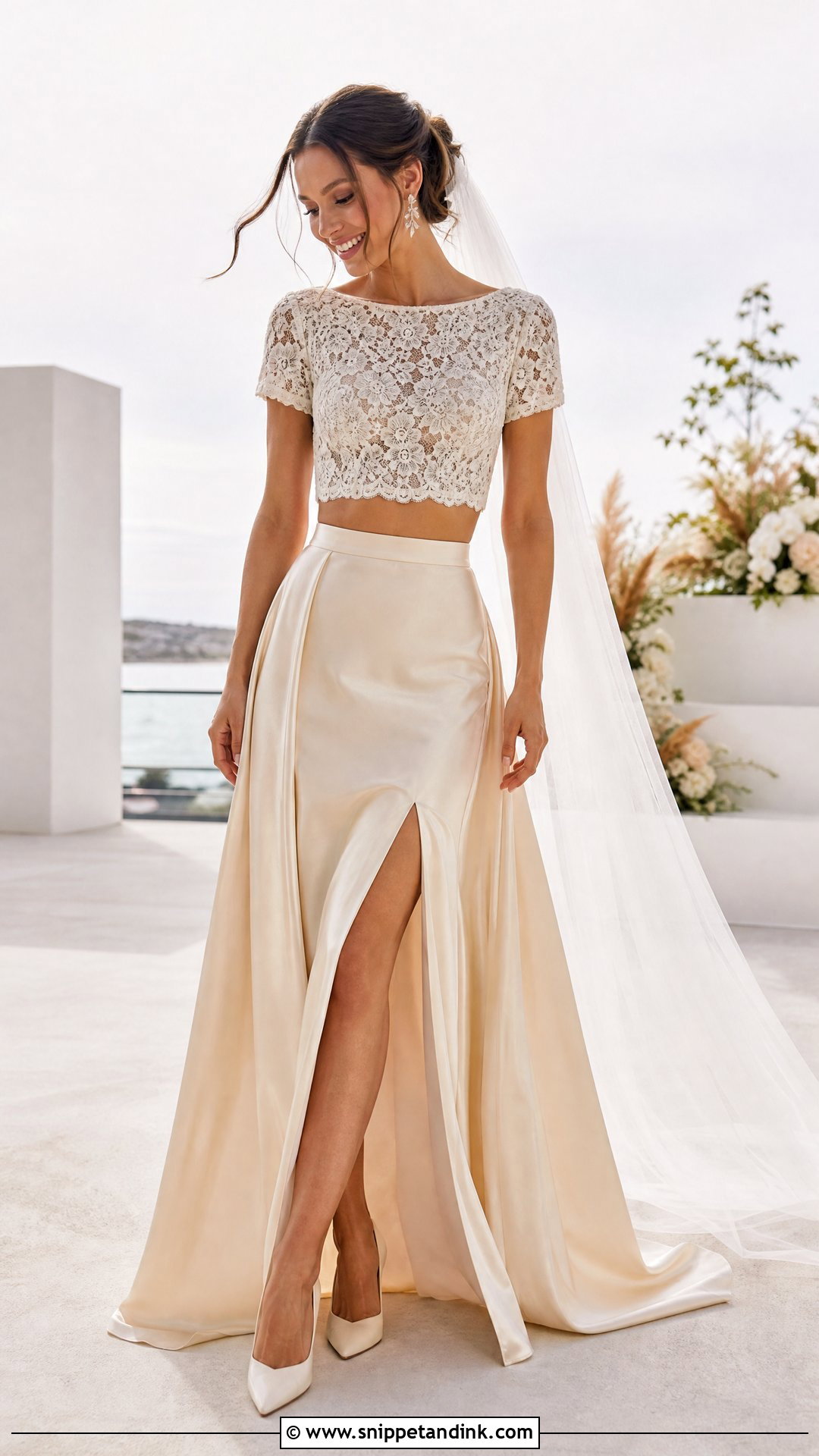 Champagne Gold Two Piece Wedding Dress - Snippet and Ink - 25 Champagne Gold Wedding Dress Ideas