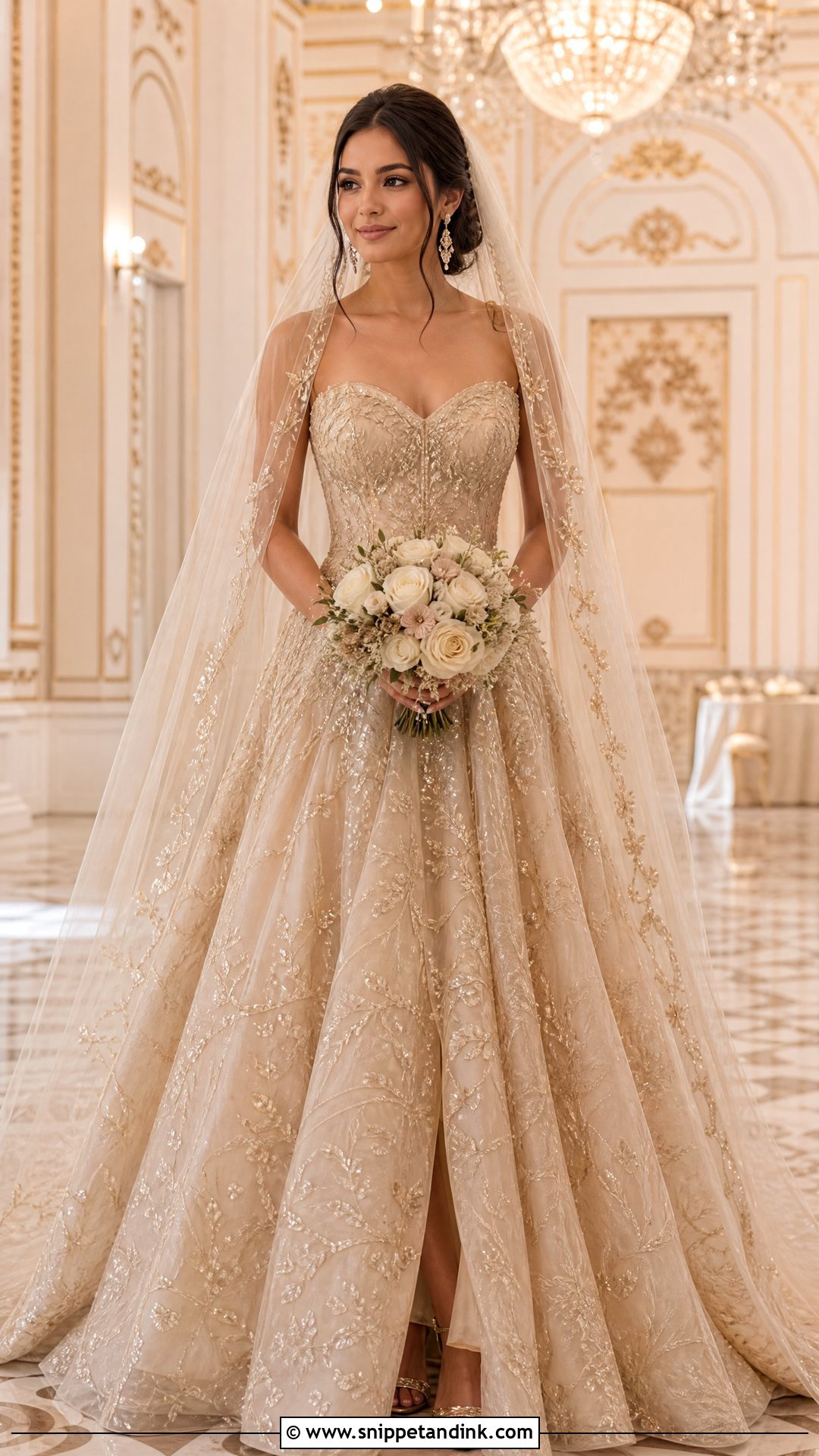 Champagne Gold Wedding Dress - Snippet and Ink - 25 Luxurious Wedding Dress Ideas