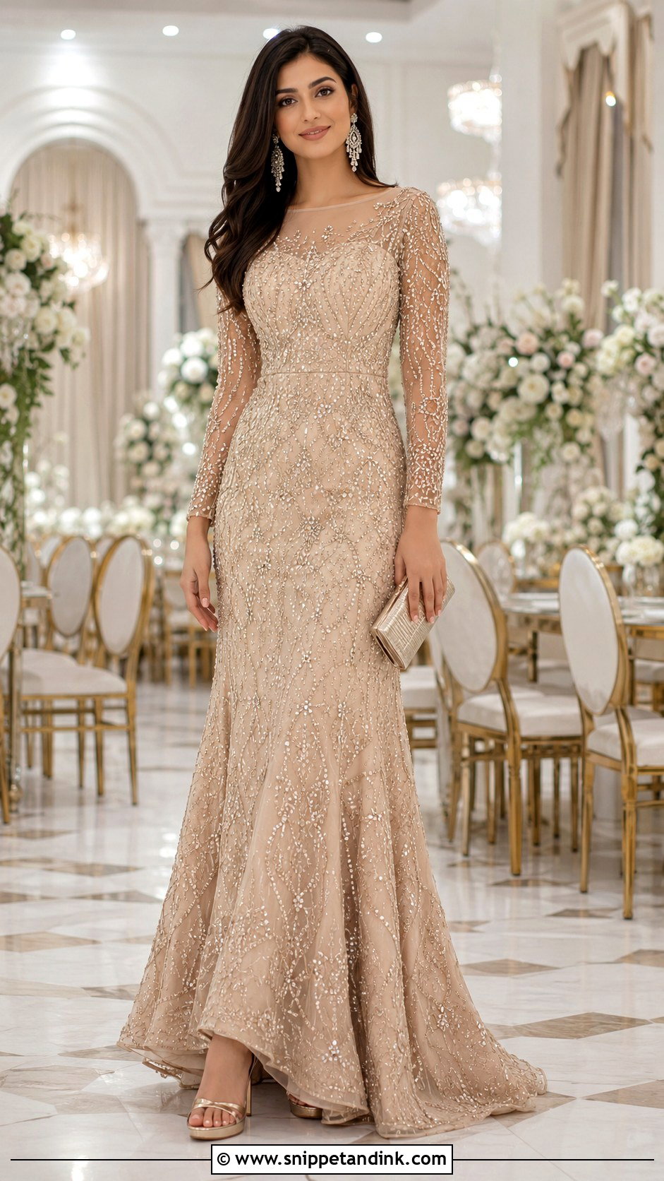 Champagne Gown Ring Ceremony Outfit - Snippet and Ink - 30 Ring Ceremony Outfit Ideas