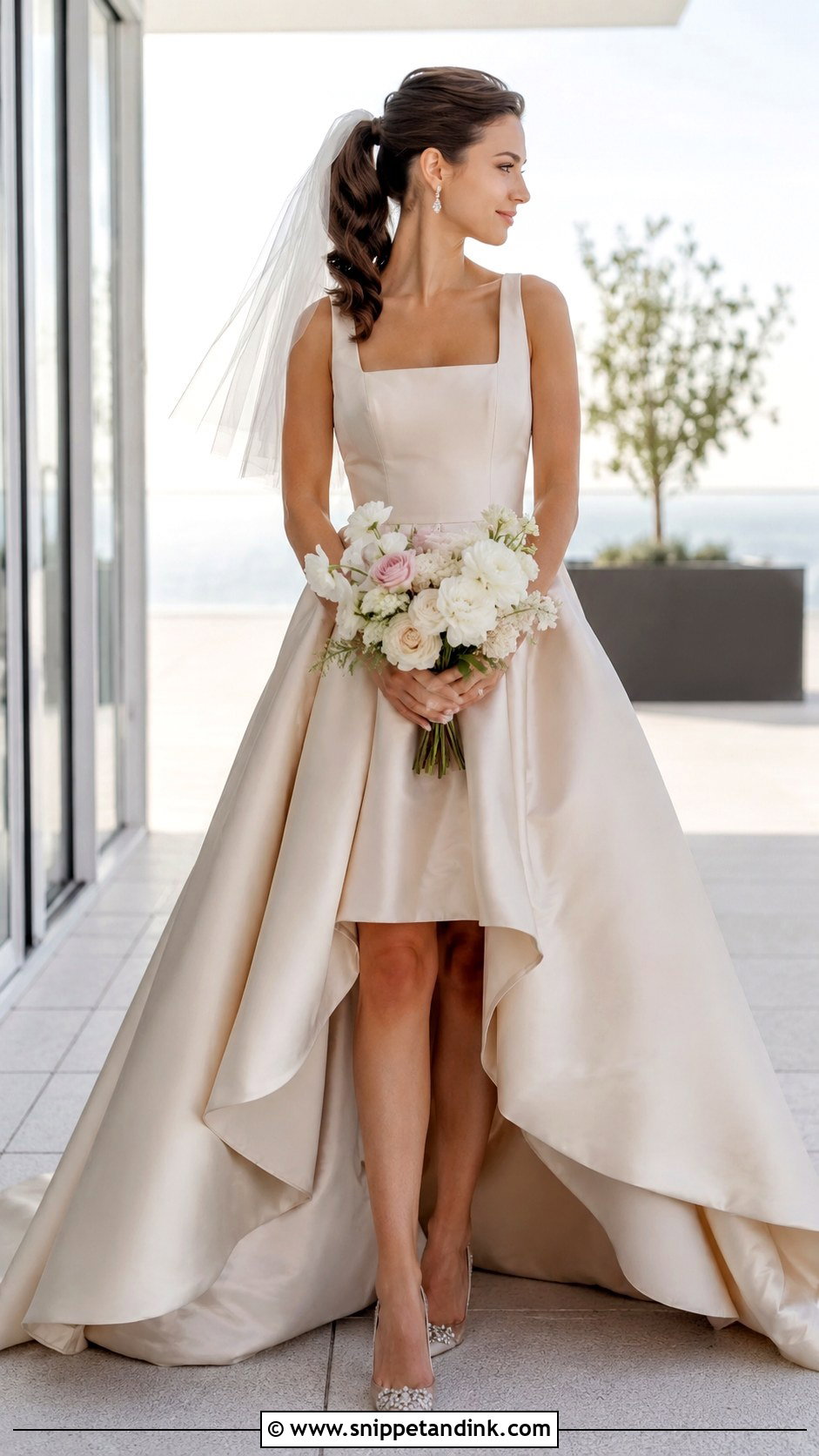 Champagne High Low Bridal Dress - Snippet and Ink - 20 Champagne Bridal Dress Ideas
