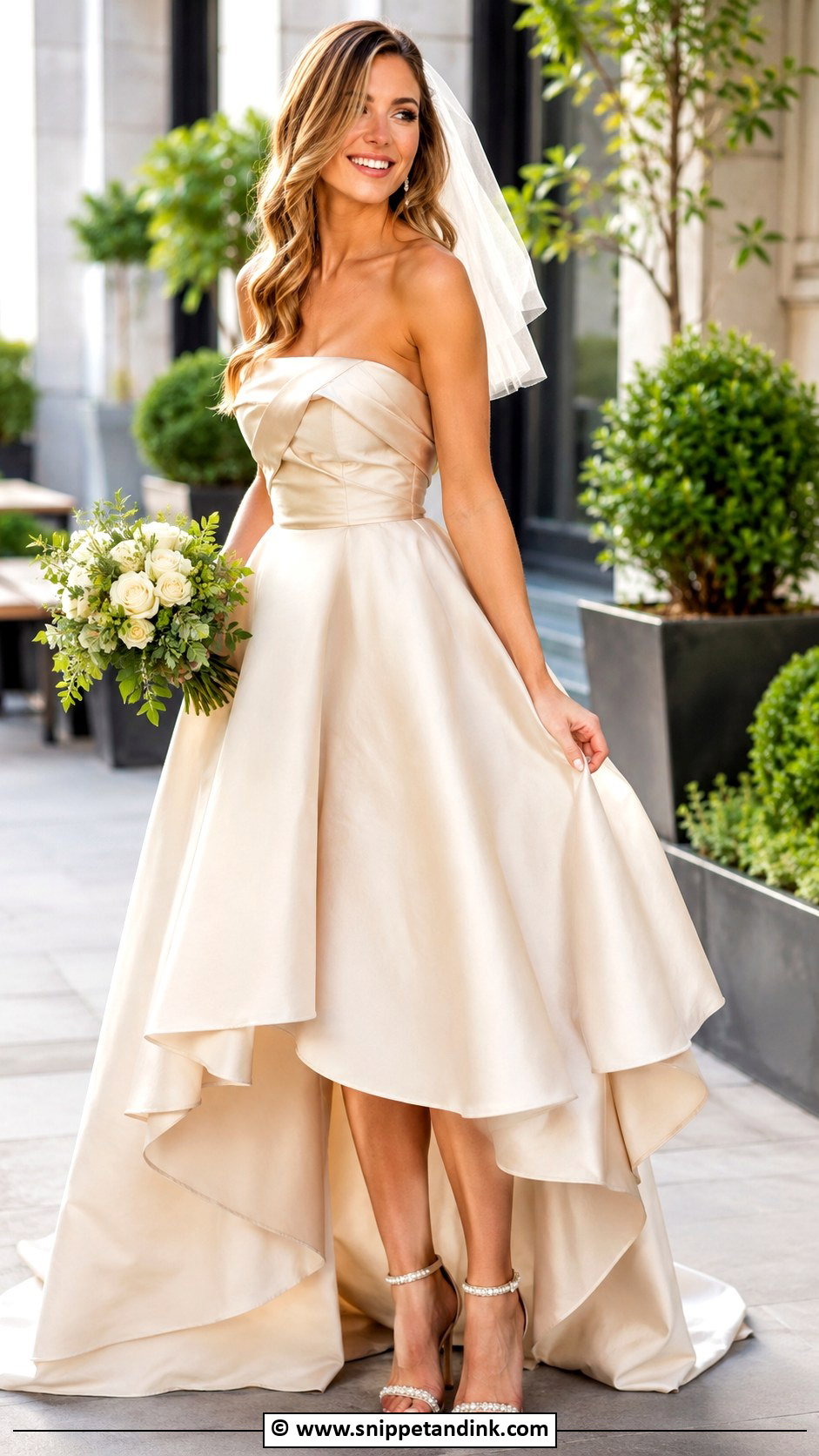 Champagne High Low Wedding Dress - Snippet and Ink - 30 Champagne Wedding Dress Ideas