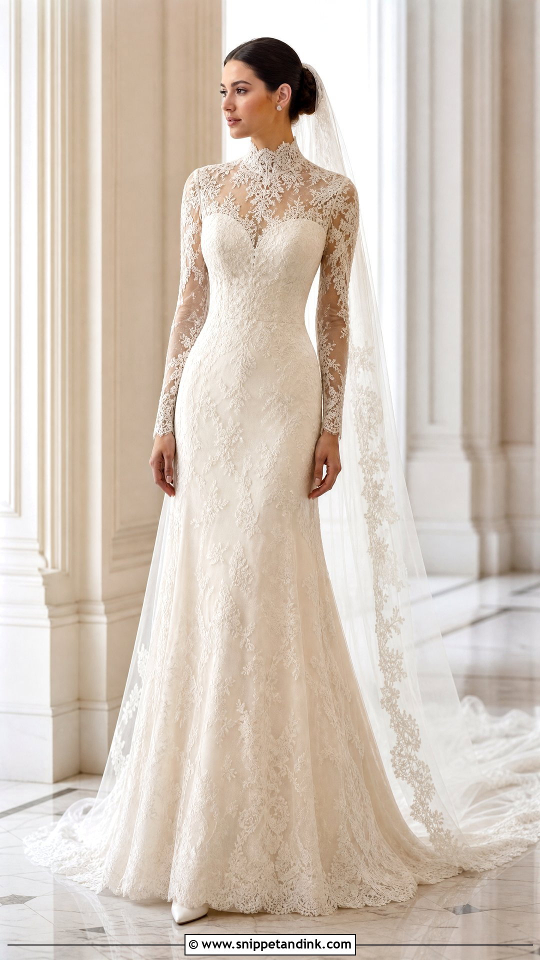 Champagne High Neck Wedding Dress - Snippet and Ink - 25 Champagne Wedding Dresses