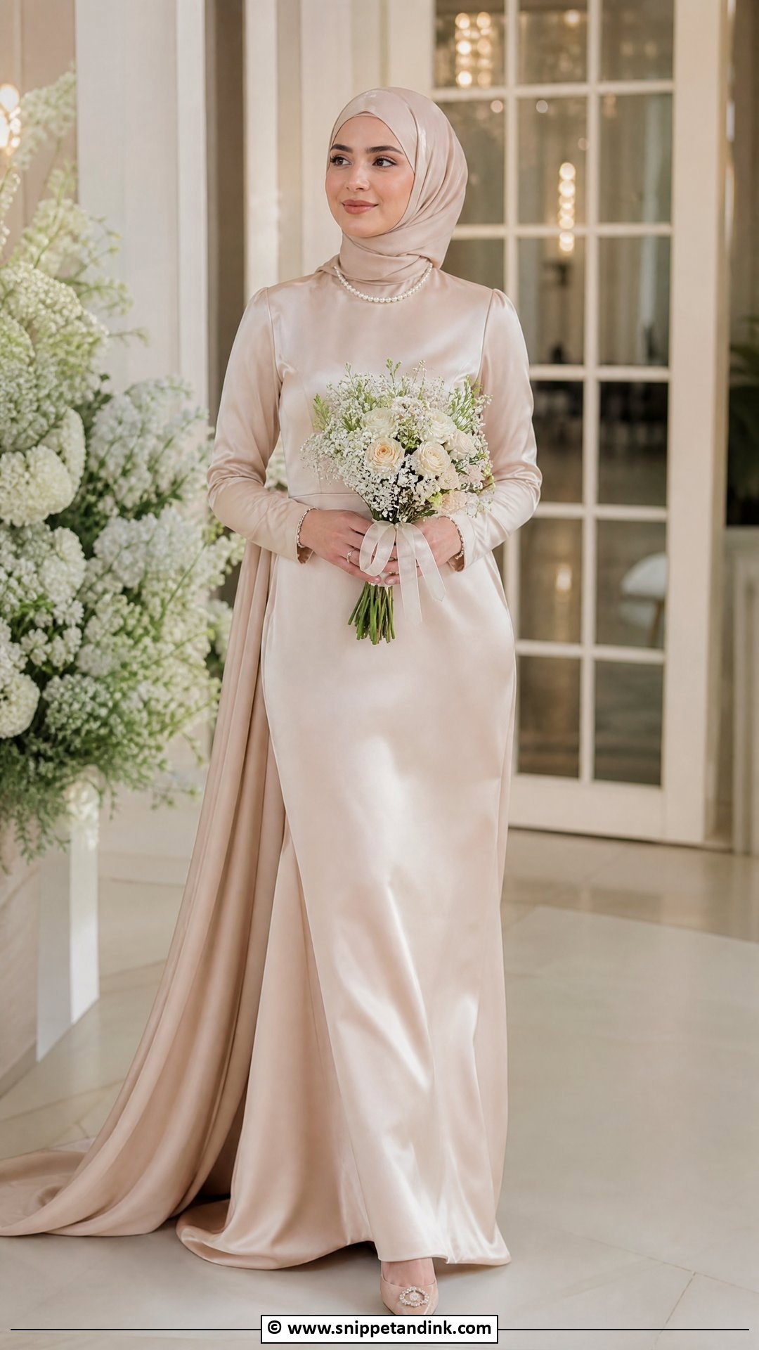 Champagne Hijab Bride Gown - Snippet and Ink - 35 Hijab Bride Ideas