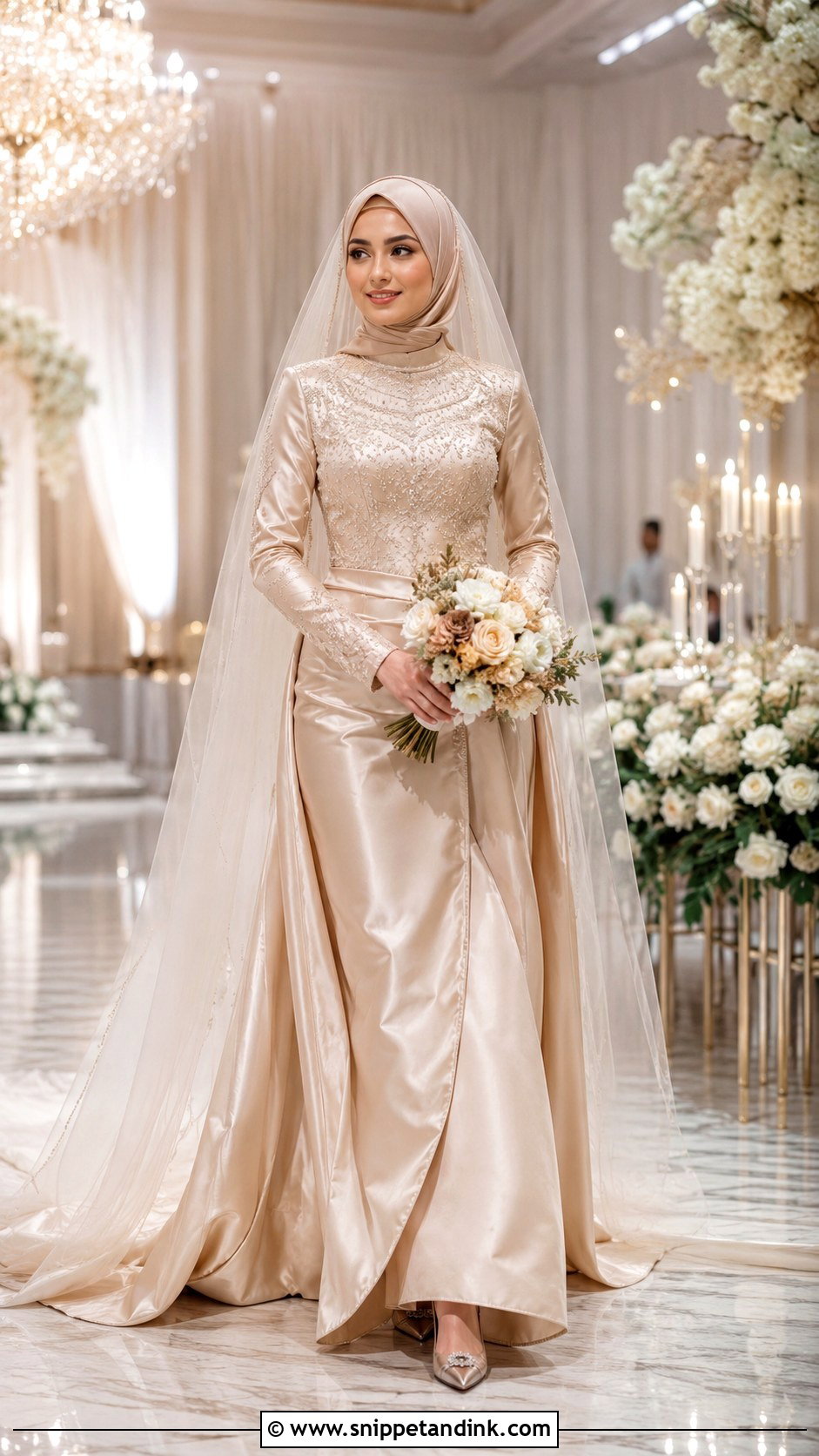 Champagne Hijab Wedding Dress - Snippet and Ink - 25 Elegant Hijab Wedding Dress Ideas