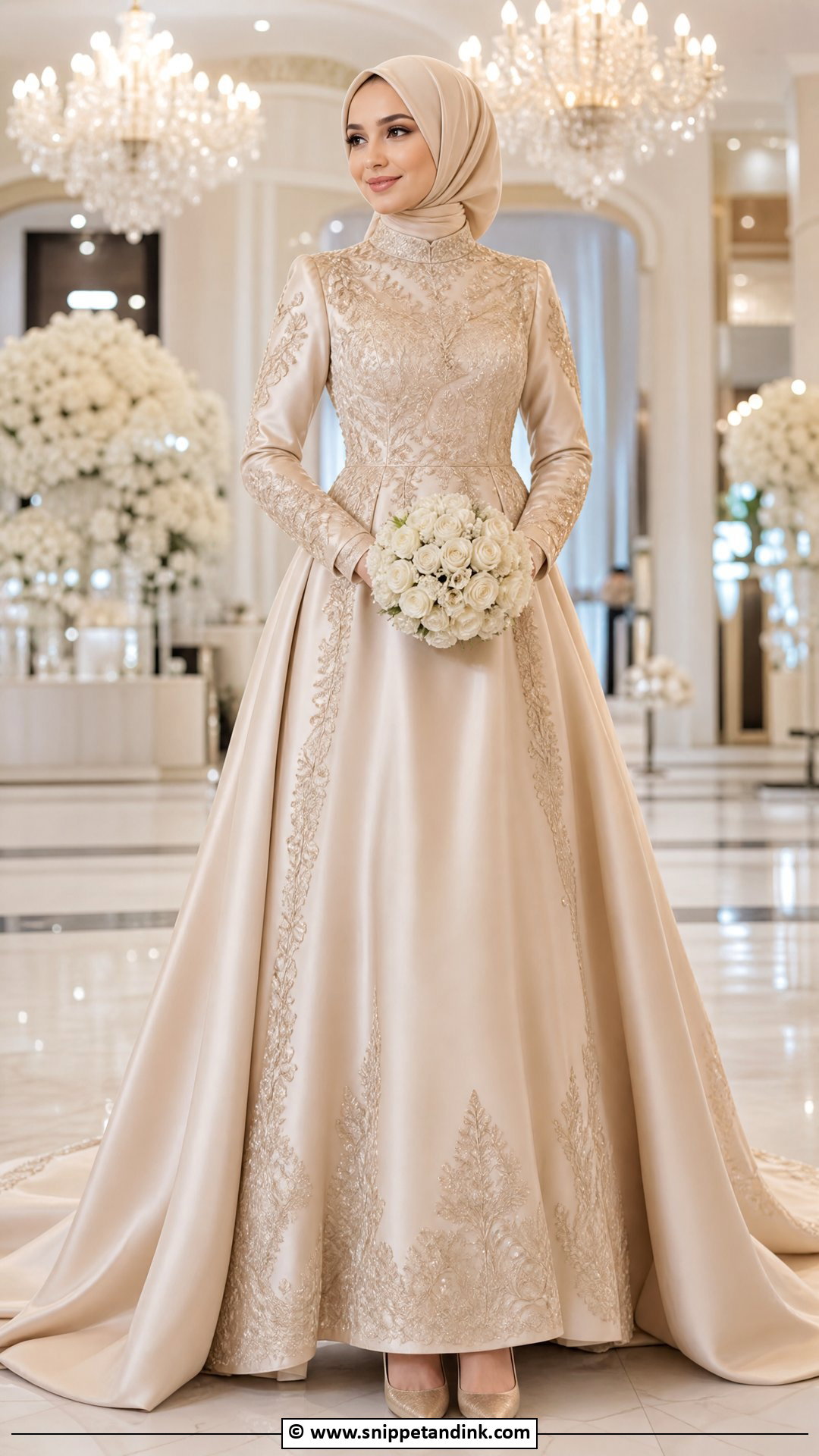 Champagne Hijab Wedding Dress - Snippet and Ink - 35 Hijab Wedding Dresses