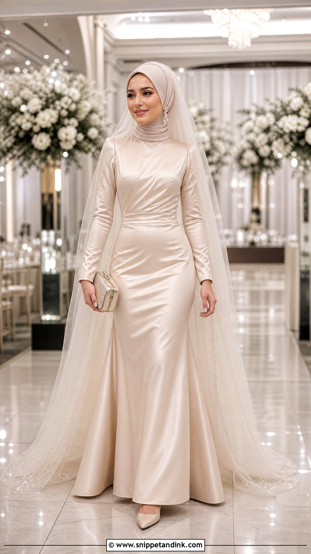 Champagne Hijabi Wedding Dress - Snippet and Ink - 25 Simple Hijabi Wedding Dress Ideas