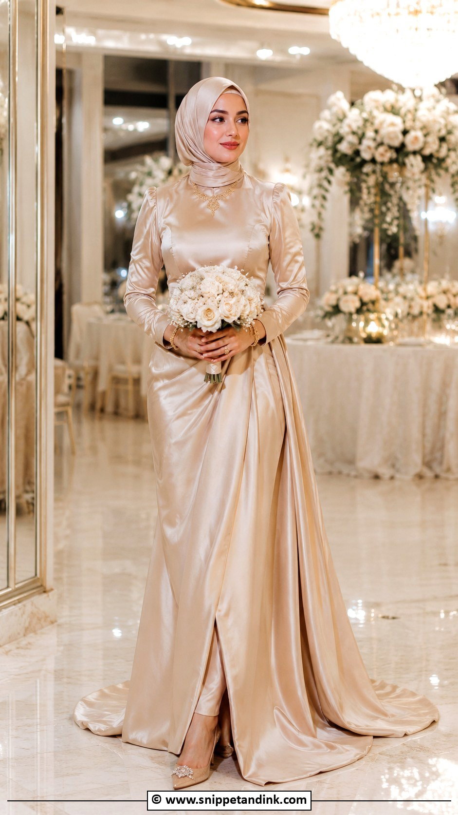 Champagne Hijabi Wedding Dress - Snippet and Ink - 30 Hijabi Wedding Dress Ideas