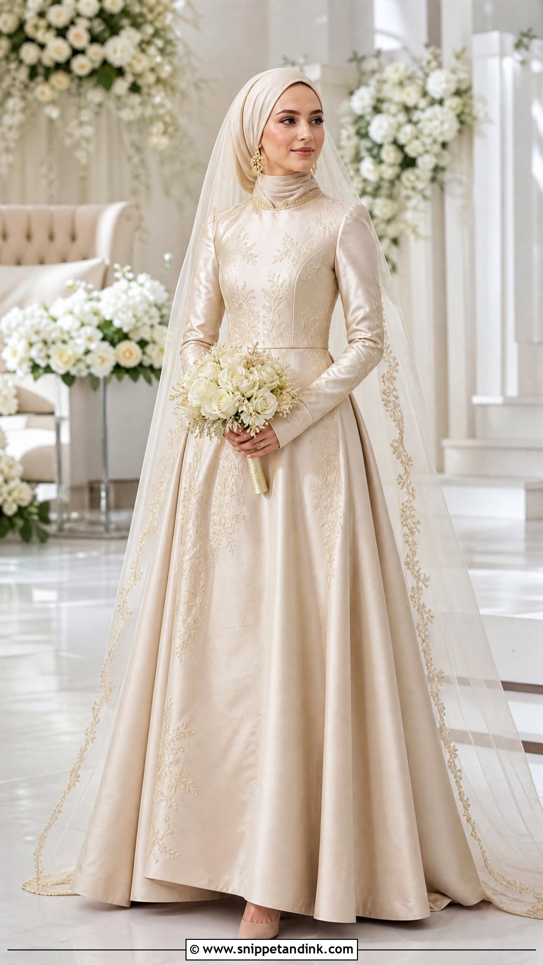 Champagne Hijabi Wedding Gown - Snippet and Ink - 20 Hijabi Wedding Dress Gowns