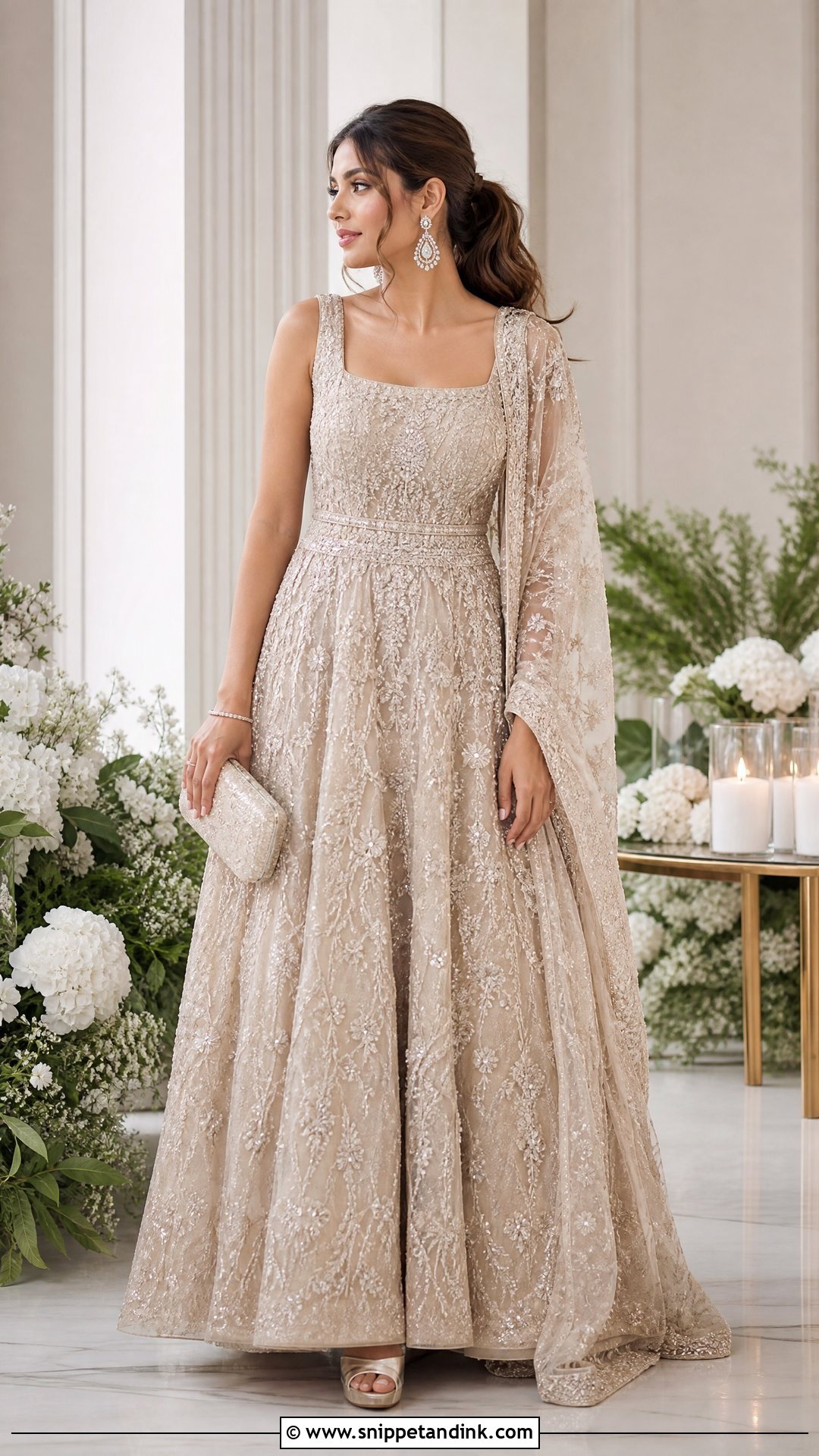 Champagne Indian Bridal Gown - Snippet and Ink - 20 Indian Bridal Gown Ideas