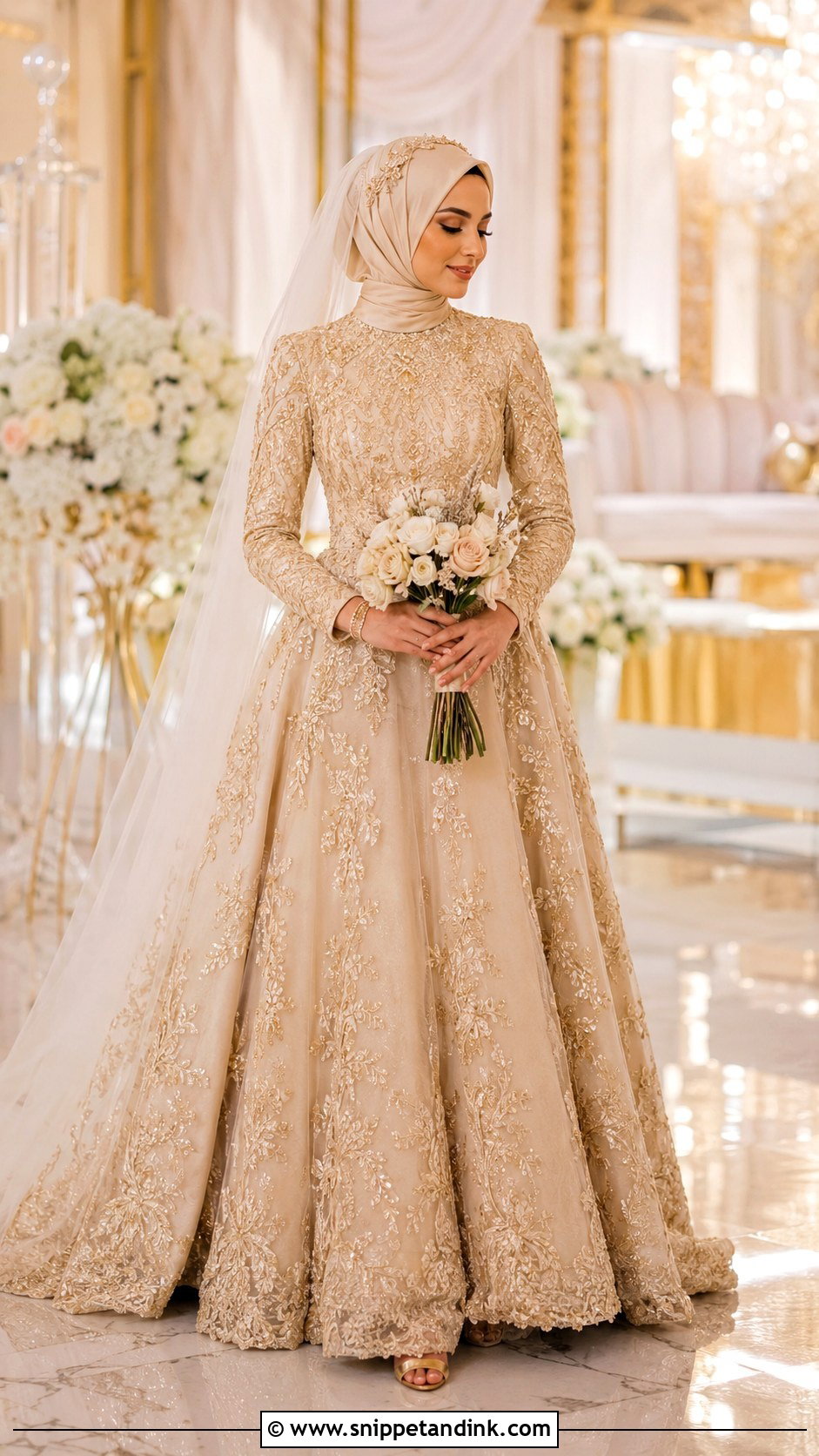 Champagne Islamic Wedding Dress - Snippet and Ink - 25 Islamic Wedding Dresses