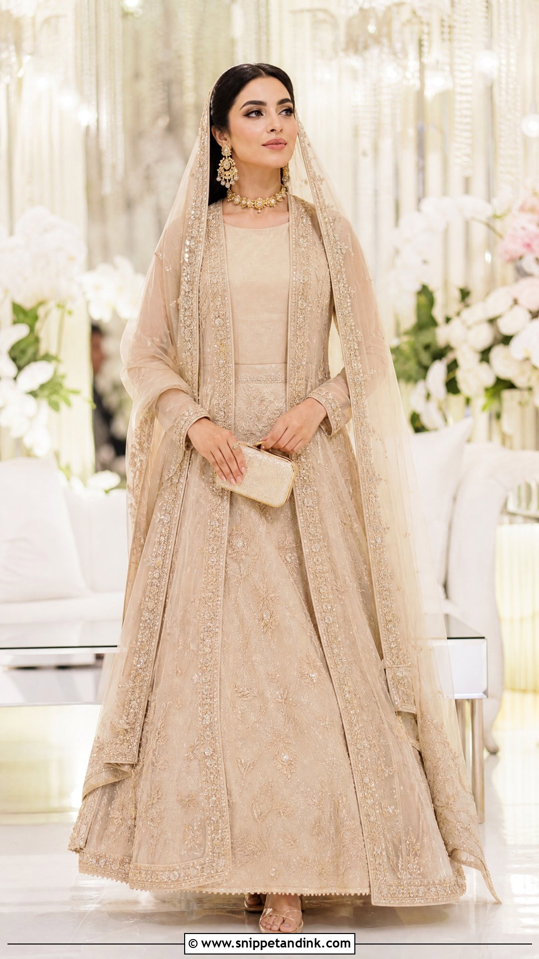 Champagne Jacket Lehenga Nikkah Bridal Dress - Snippet and Ink - 20 Nikkah Bridal Dress Ideas