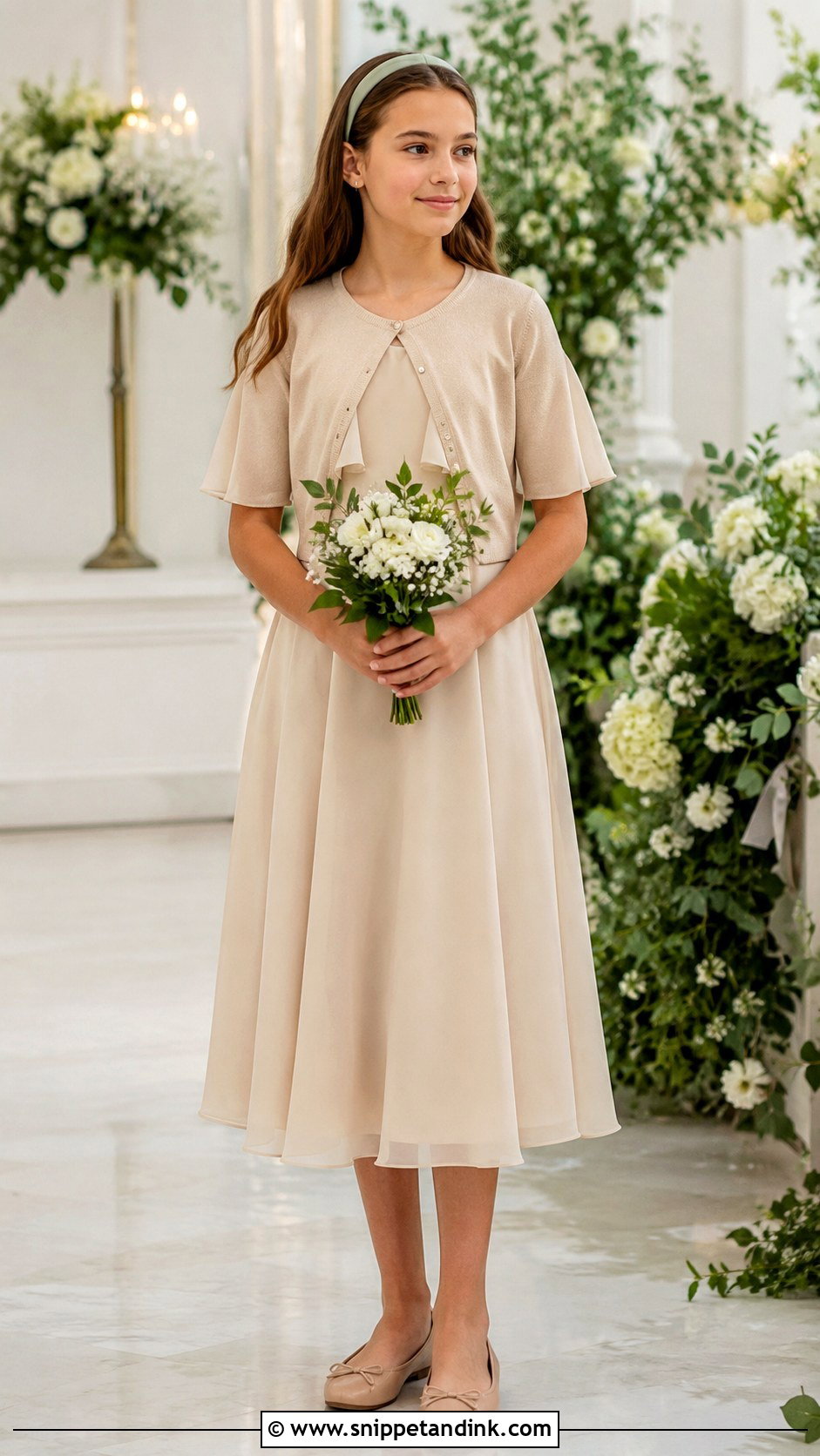 Champagne Junior Bridesmaid Wedding Outfit - Snippet and Ink - 20 Girl Kids Wedding Outfits