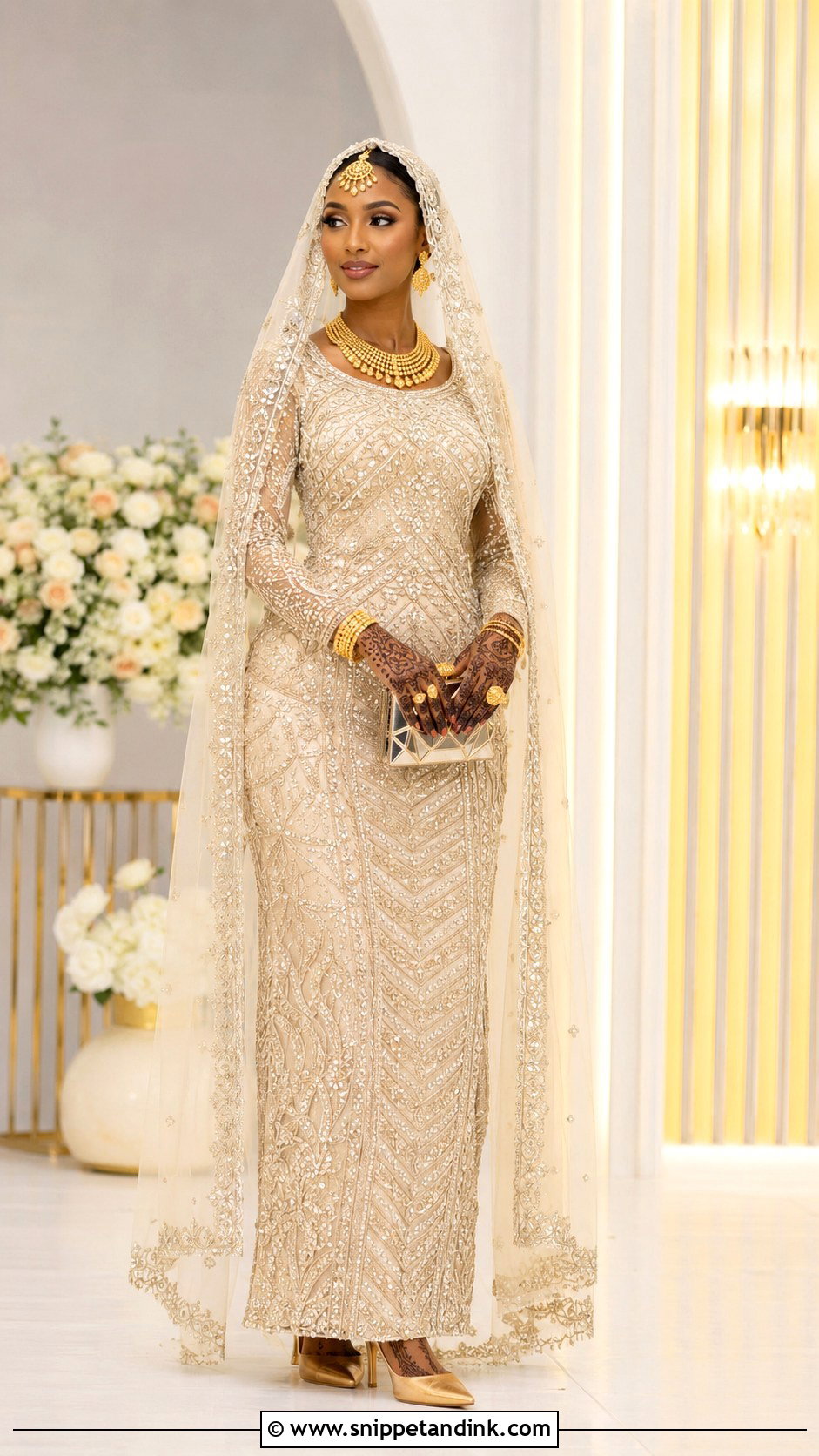 Champagne Kanuri Bridal Outfit - Snippet and Ink - 20 Kanuri Bride Ideas