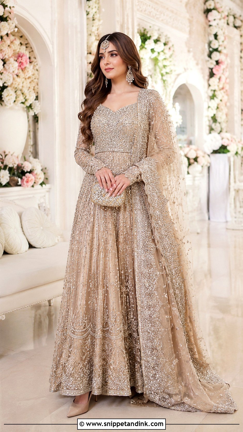 Champagne Kashees Bridal Maxi - Snippet and Ink - 20 Kashees Bridal Dresses