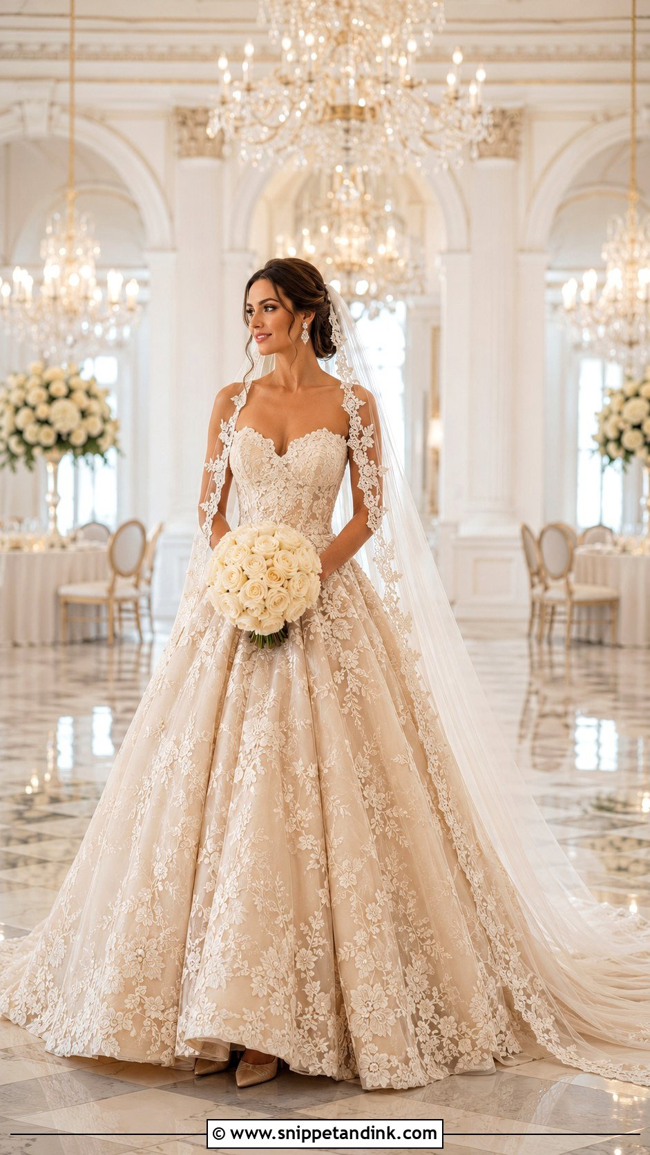 Champagne Lace Ball Gown Bridal Dress - Snippet and Ink - 20 Champagne Bridal Dress Ideas