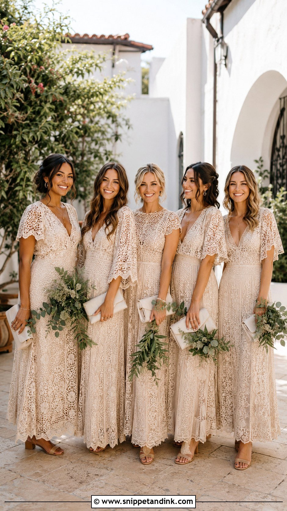 Champagne Lace Boho Bridal Party Look - Snippet and Ink - 20 Boho Bridal Party Ideas
