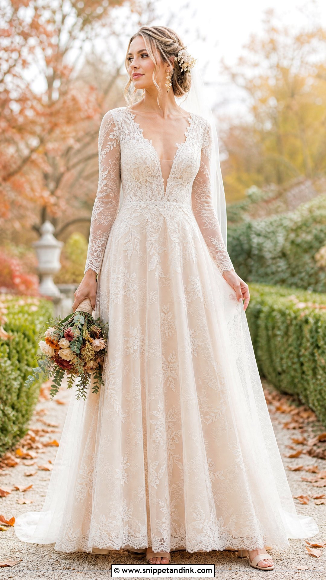 Champagne Lace Boho Wedding Dress - Snippet and Ink - 25 Boho Ethereal Wedding Dress Ideas