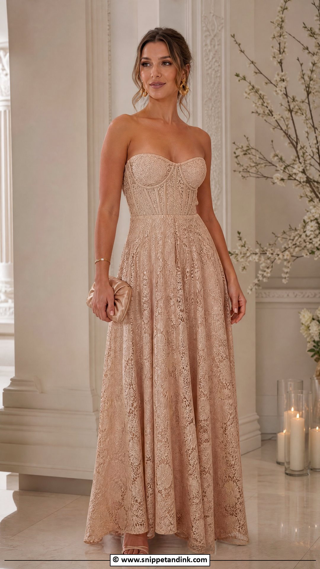 Champagne Lace Gown - Snippet and Ink - 35 Lace Gown Styles