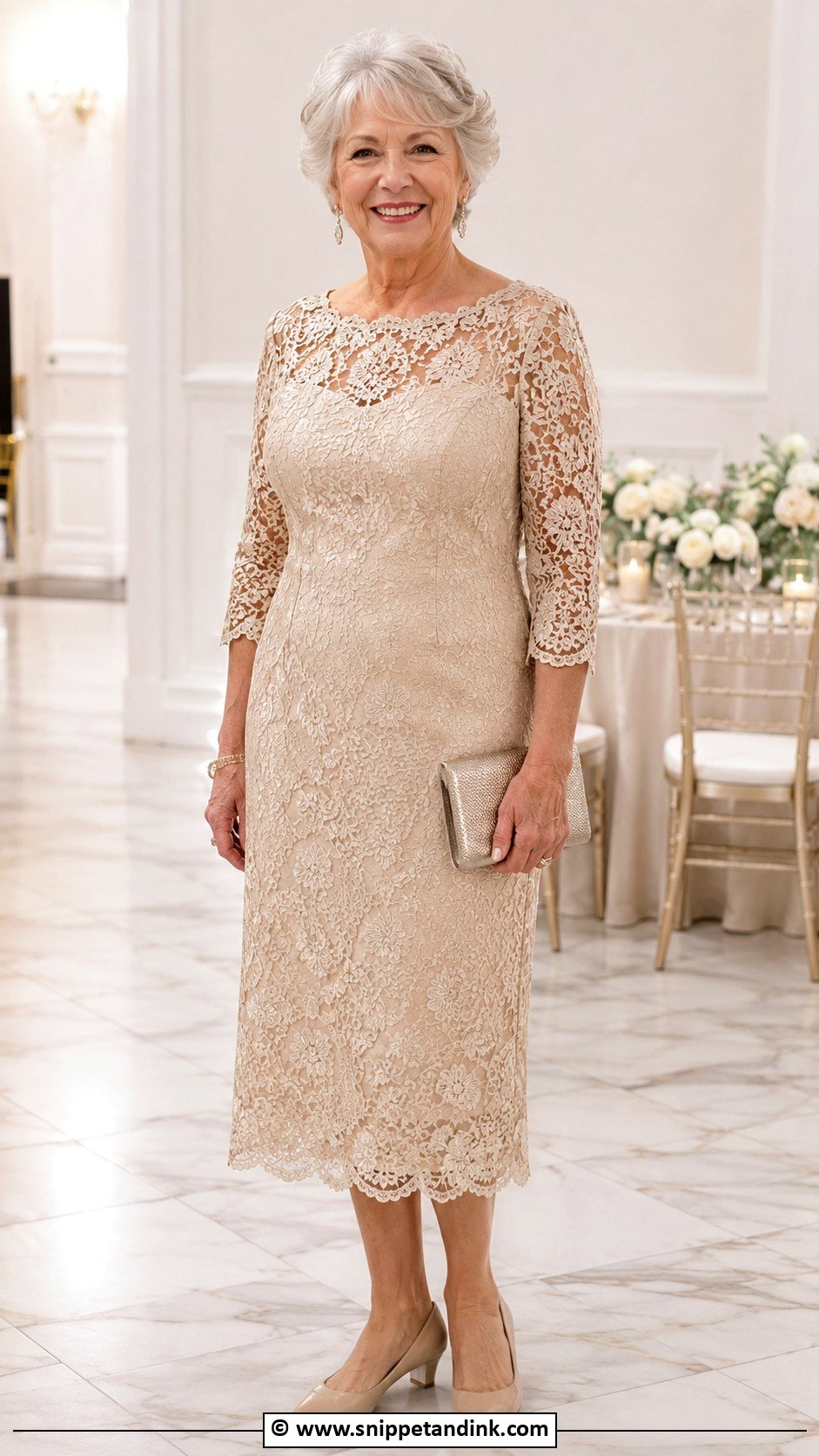 Champagne Lace Grandmother Wedding Outfit - Snippet and Ink - 30 Grandmother Wedding Outfit Ideas
