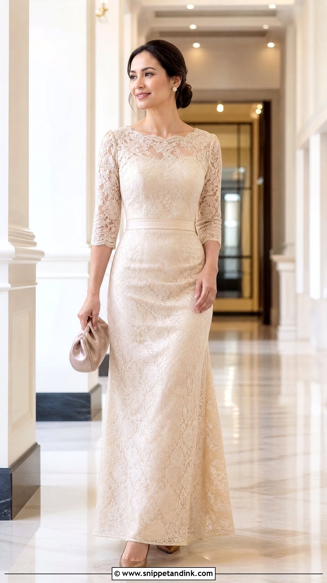 Champagne Lace Ninang Maxi Dress - Snippet and Ink - 20 Ninang Outfit for Wedding Ideas