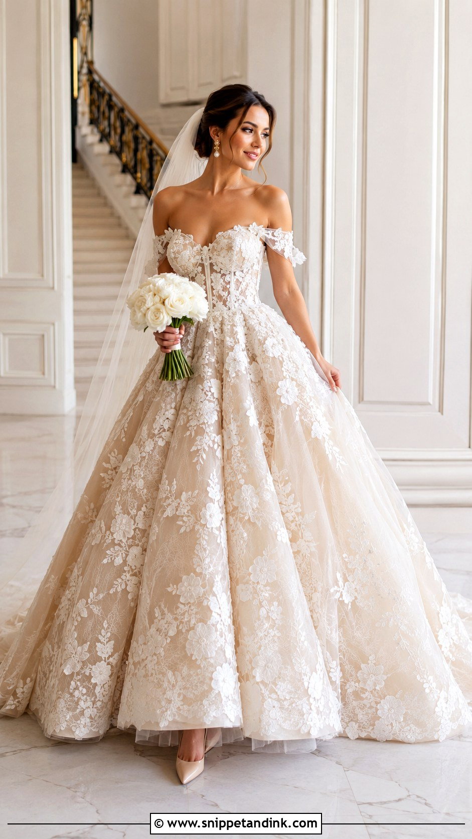 Champagne Lace Princess Wedding Dress - Snippet and Ink - 20 Lace Princess Wedding Dresses
