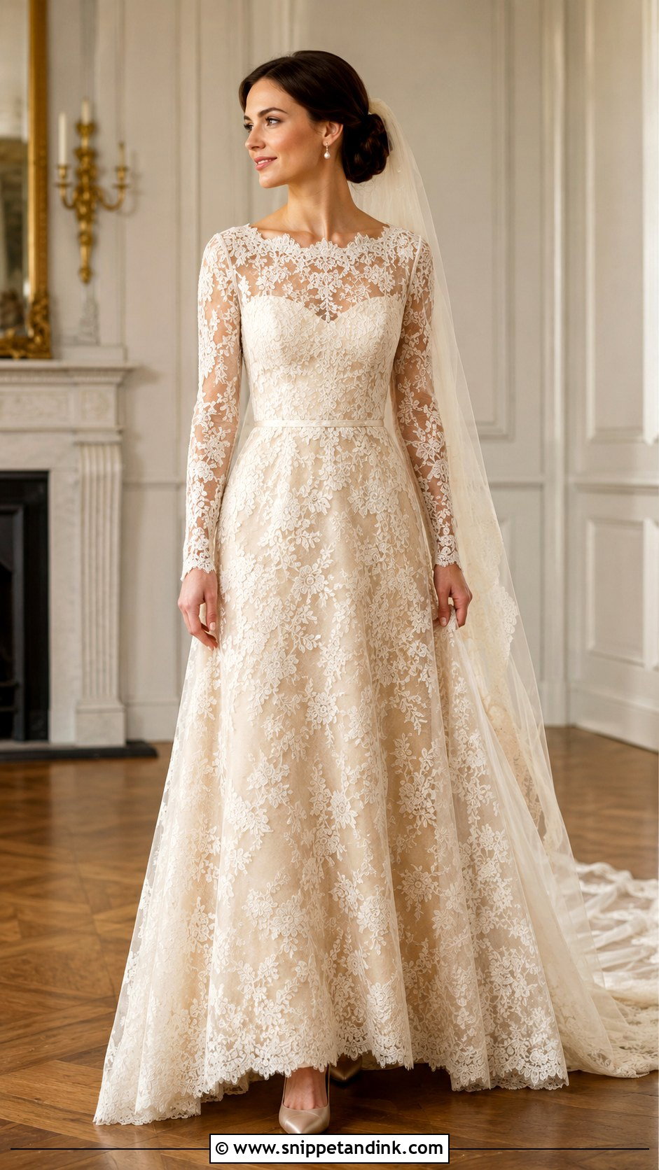 Champagne Lace Wedding Dress - Snippet and Ink - 20 Vintage Long Sleeve Lace Wedding Dress Ideas