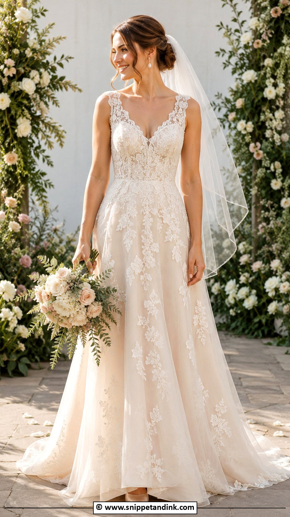 Champagne Lace Wedding Dress - Snippet and Ink - 30 Champagne Wedding Dress Ideas