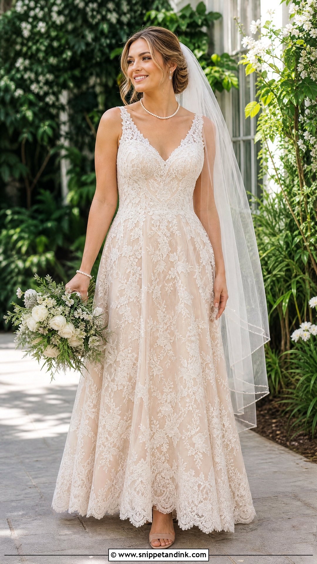 Champagne Lace Wedding Gown - Snippet and Ink - 25 Champagne Wedding Gown Ideas