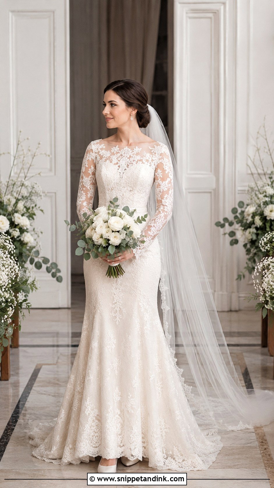Champagne Long Sleeve Bridal Dress - Snippet and Ink - 20 Champagne Bridal Dress Ideas