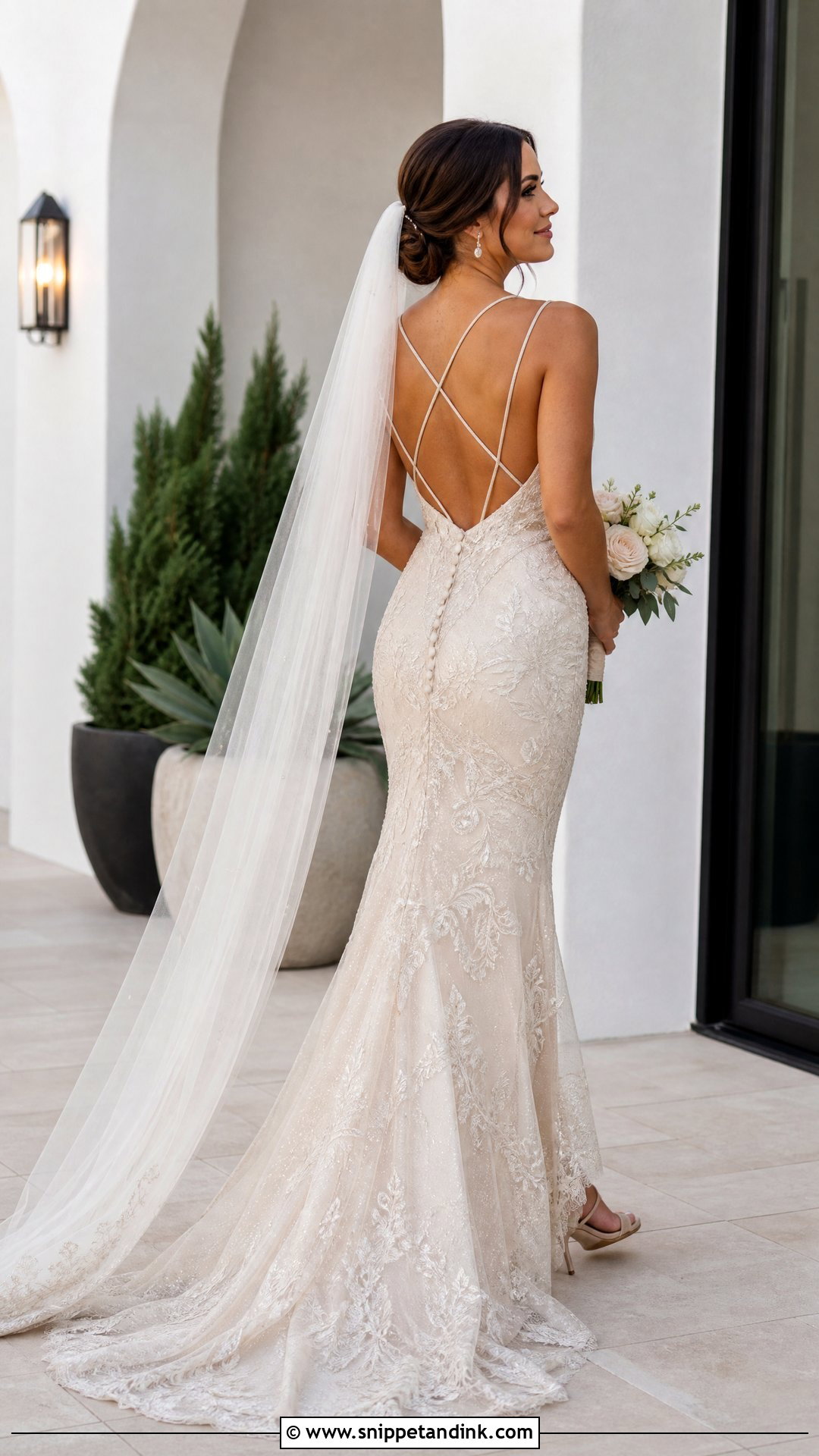 Champagne Low Back Wedding Dress - Snippet and Ink - 25 Champagne Wedding Dresses