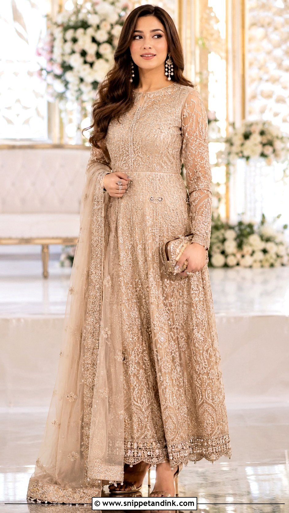 Champagne Maxi Outfit - Snippet and Ink - 25 Latest Pakistani Wedding Outfits