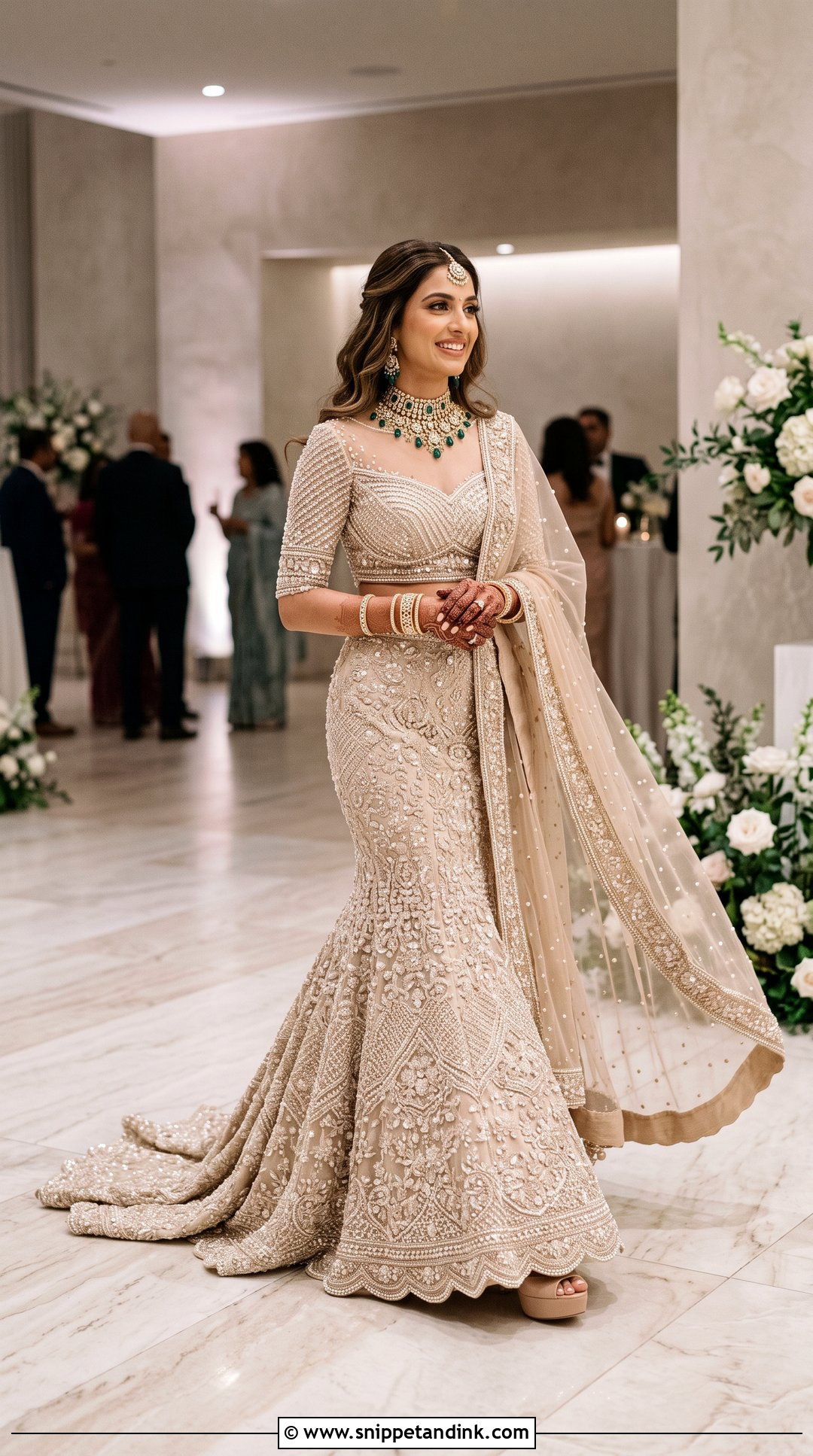Champagne Mermaid Indian Bridal Lehenga - Snippet and Ink - 20 Indian Bridal Wedding Dresses
