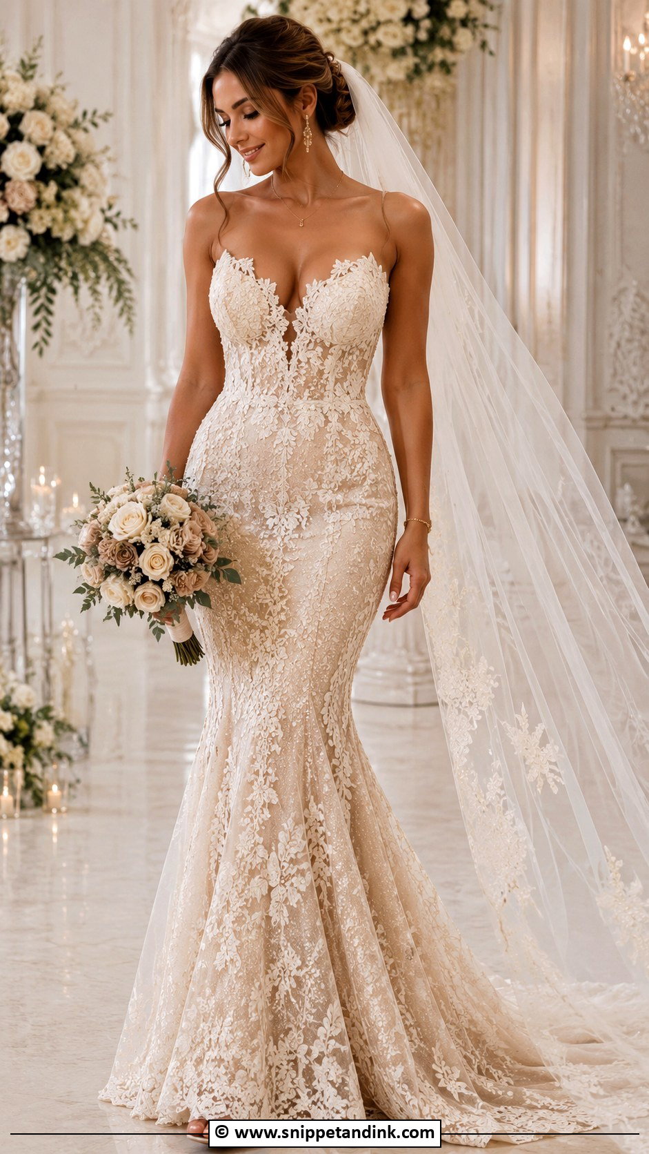 Champagne Mermaid Wedding Dress - Snippet and Ink - 35 Mermaid Wedding Dresses