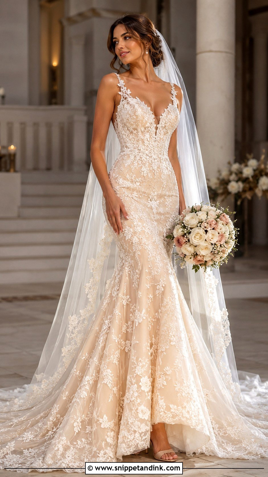 Champagne Mermaid Wedding Dress - Snippet and Ink - 25 Mermaid Style Wedding Dresses