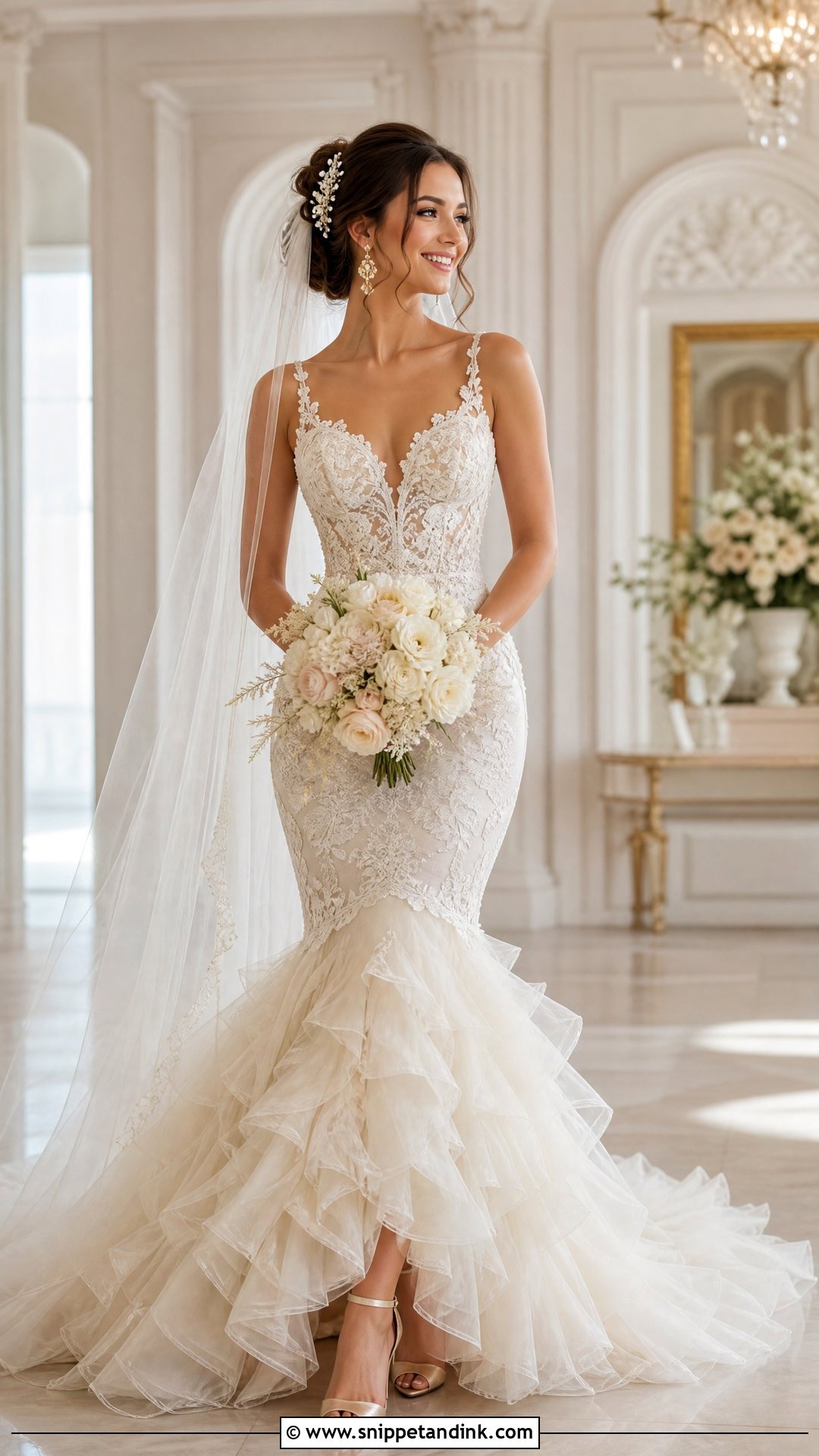 Champagne Mermaid Wedding Dress With Ruffles - Snippet and Ink - 20 Mermaid Wedding Dress with Ruffles Ideas
