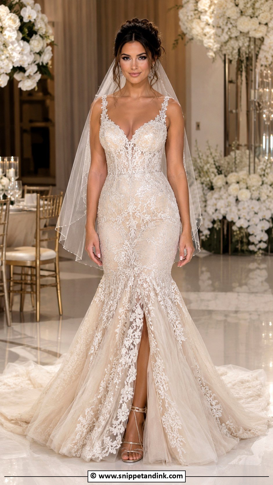 Champagne Mermaid Wedding Dress - Snippet and Ink - 30 Champagne Wedding Dress Ideas