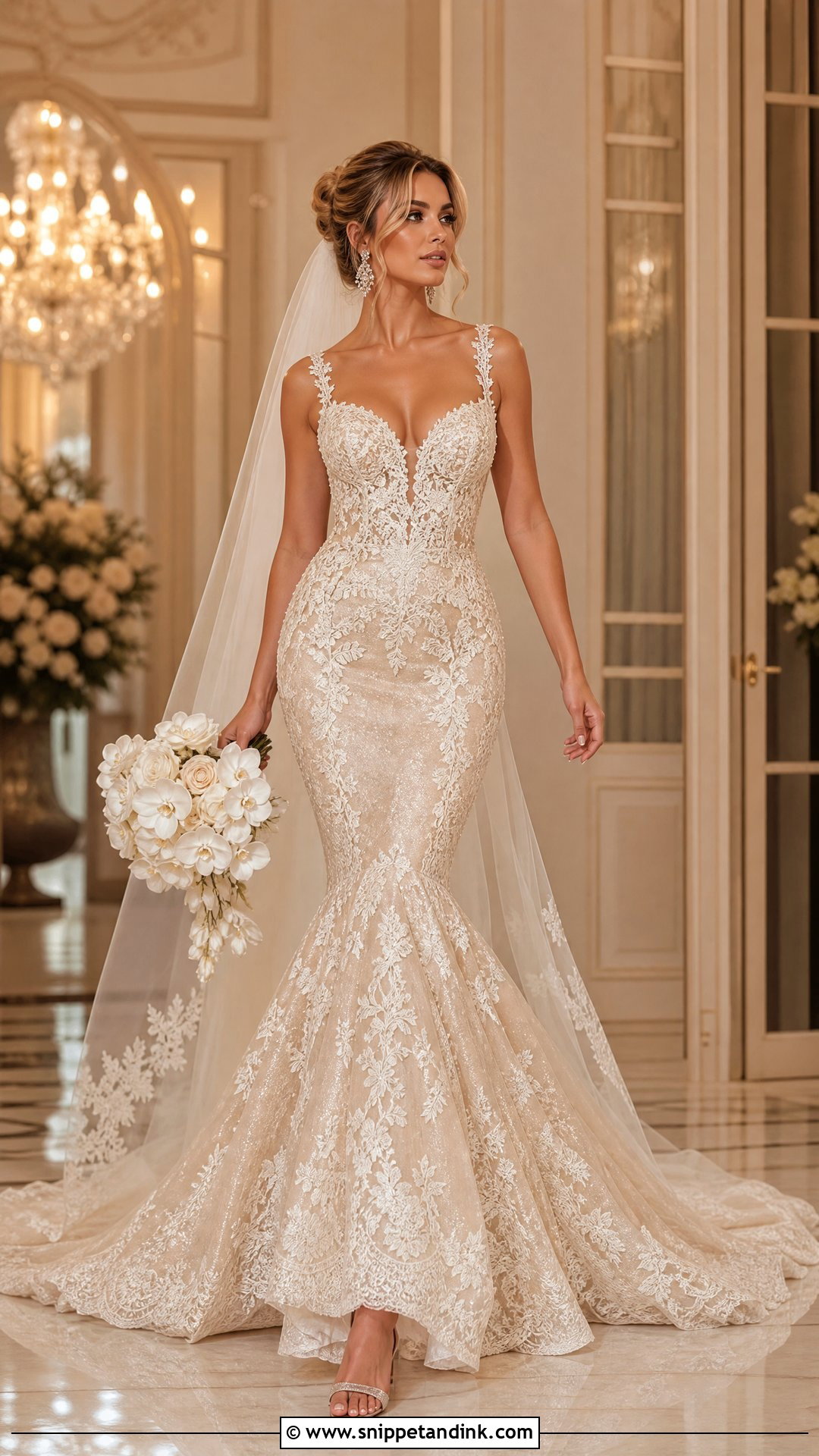 Champagne Mermaid Wedding Gown - Snippet and Ink - 25 Champagne Wedding Gown Ideas