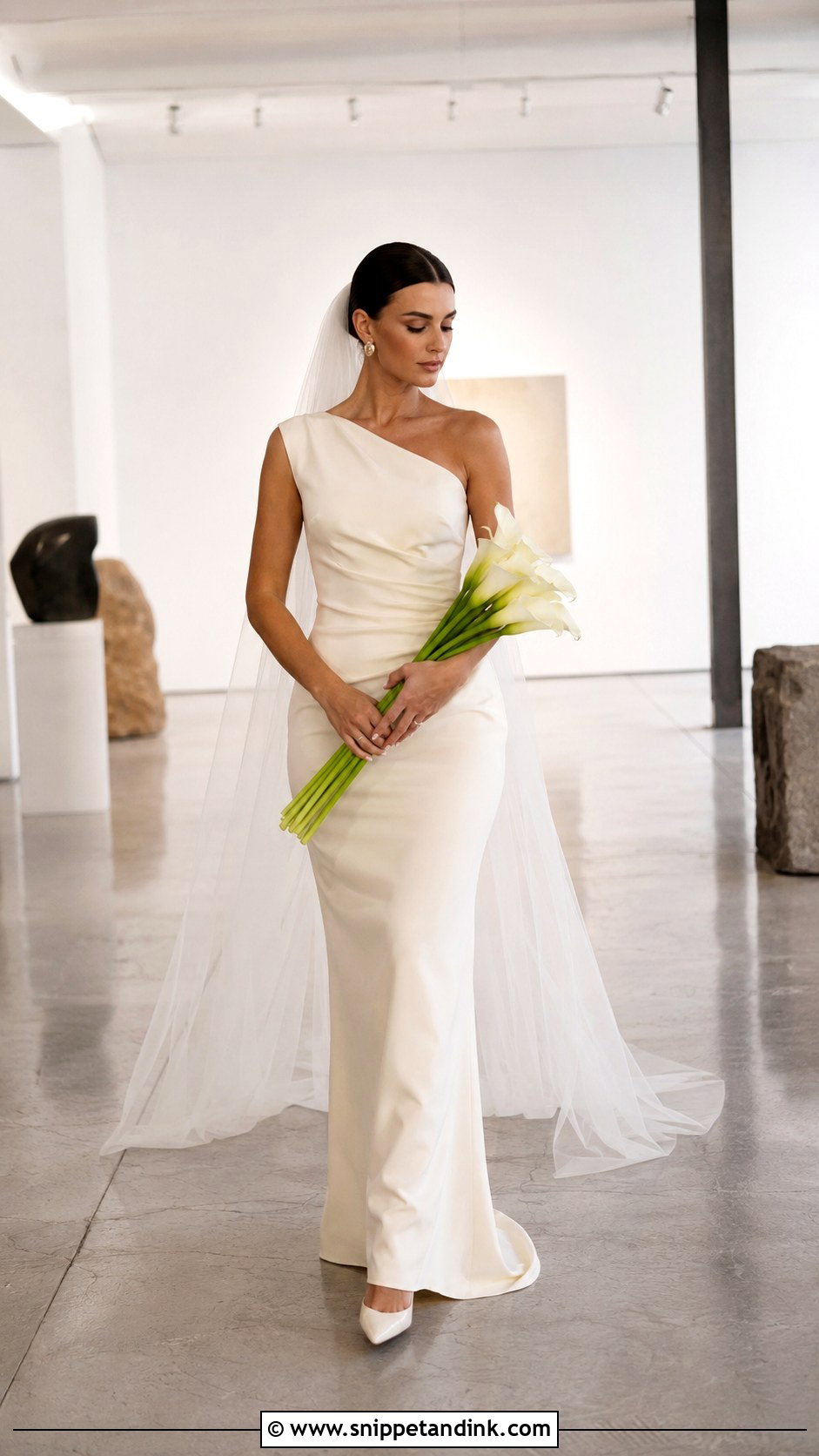 Champagne Minimalist Crepe Bridal Dress - Snippet and Ink - 20 Champagne Bridal Dress Ideas