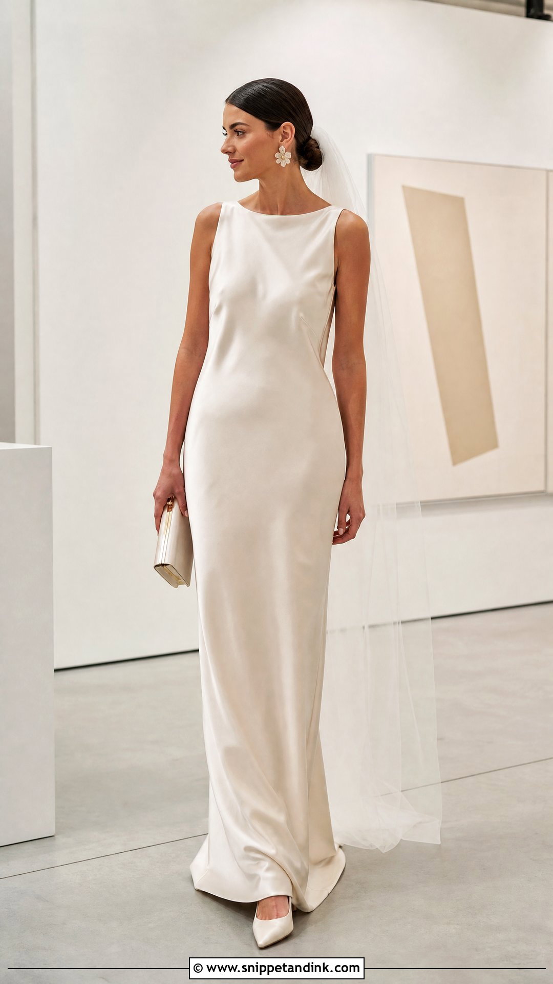 Champagne Minimalist Satin Wedding Dress - Snippet and Ink - 25 Champagne Wedding Dresses