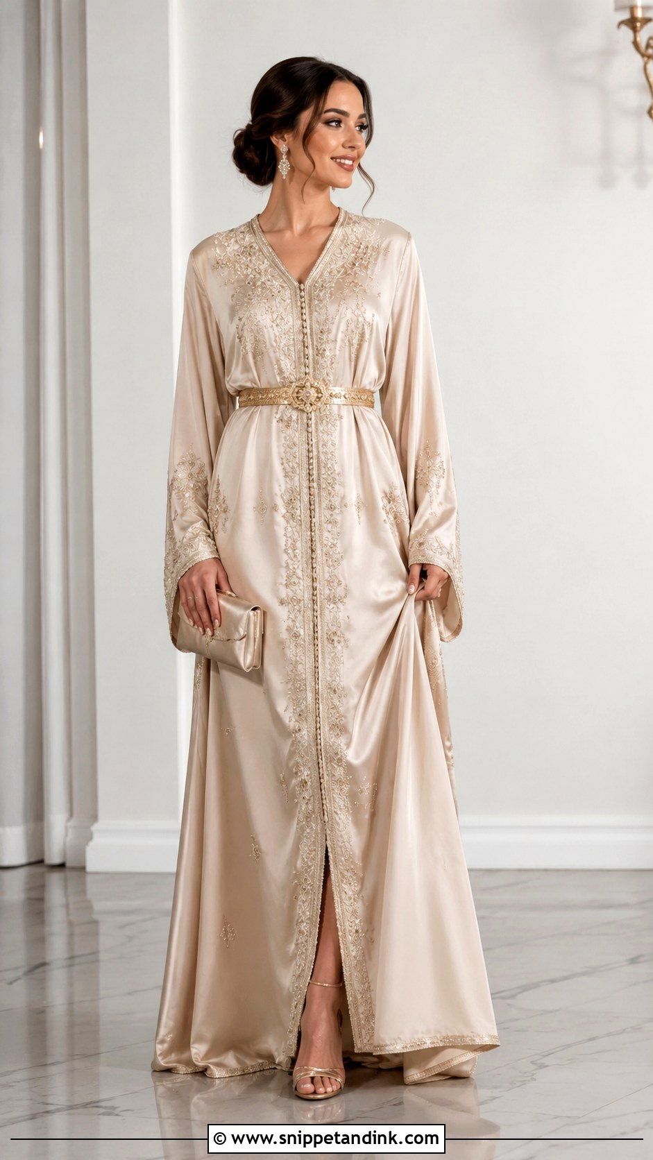 Champagne Moroccan Caftan Wedding Dress - Snippet and Ink - 30 Moroccan Wedding Dress Ideas