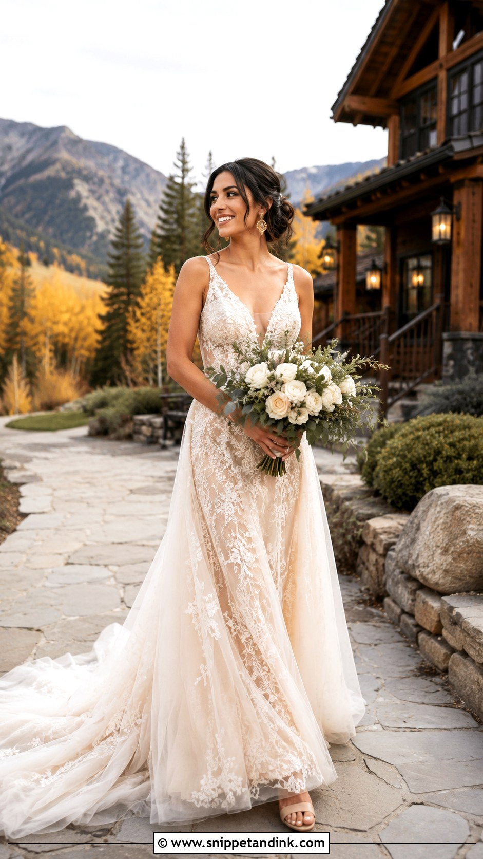 Champagne Mountain Wedding Dress - Snippet and Ink - 25 Mountain Wedding Dress Ideas
