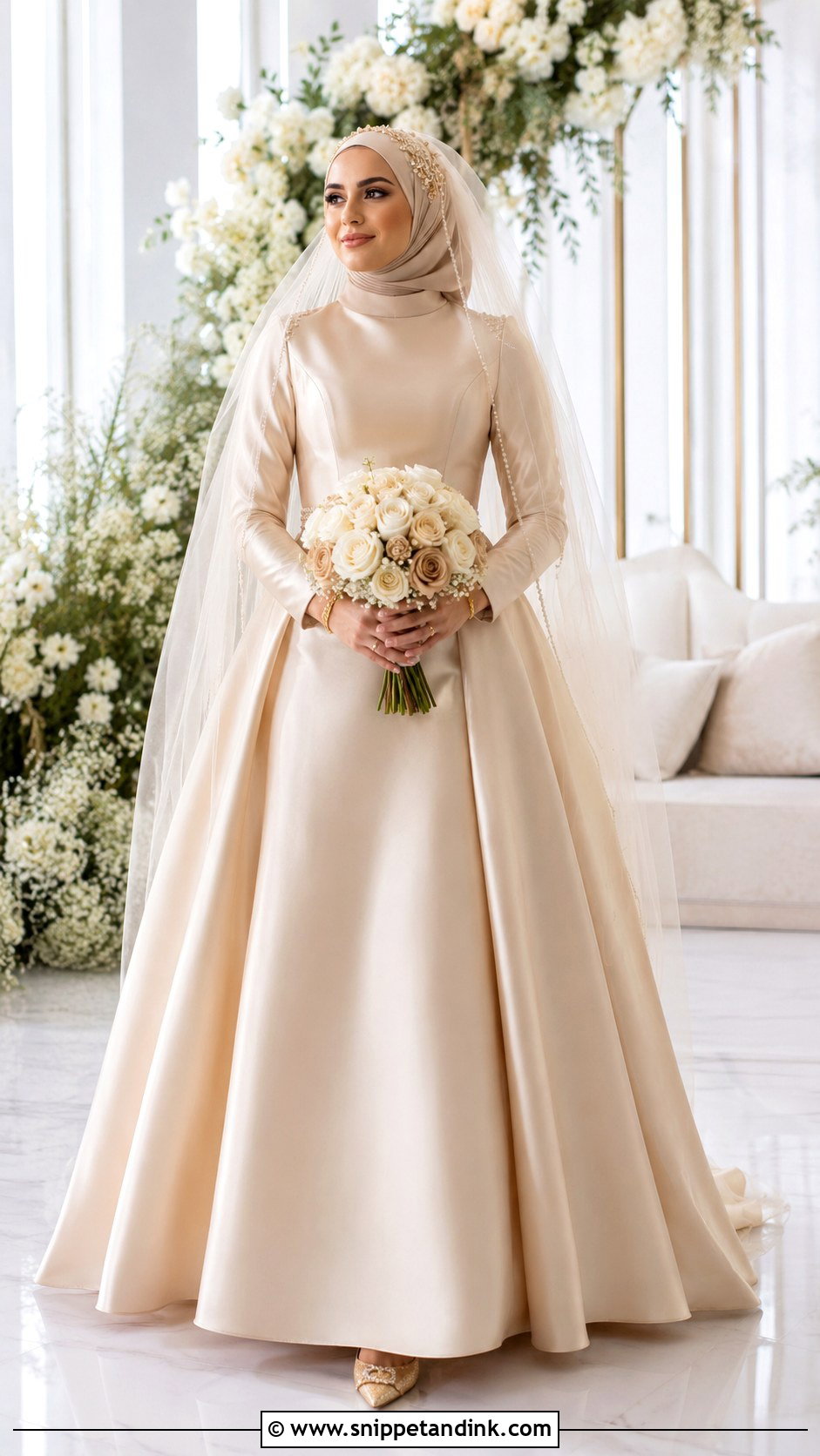 Champagne Muslim Bridal Dress - Snippet and Ink - 30 Muslim Bridal Dress Ideas