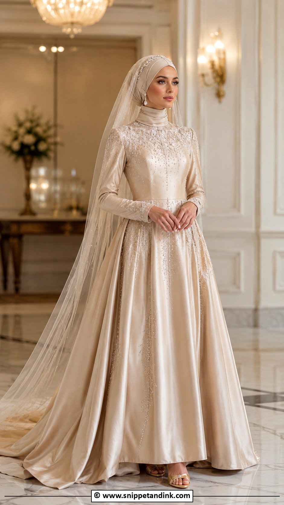 Champagne Muslim Bridal Gown - Snippet and Ink - 30 Muslim Bridal Ideas