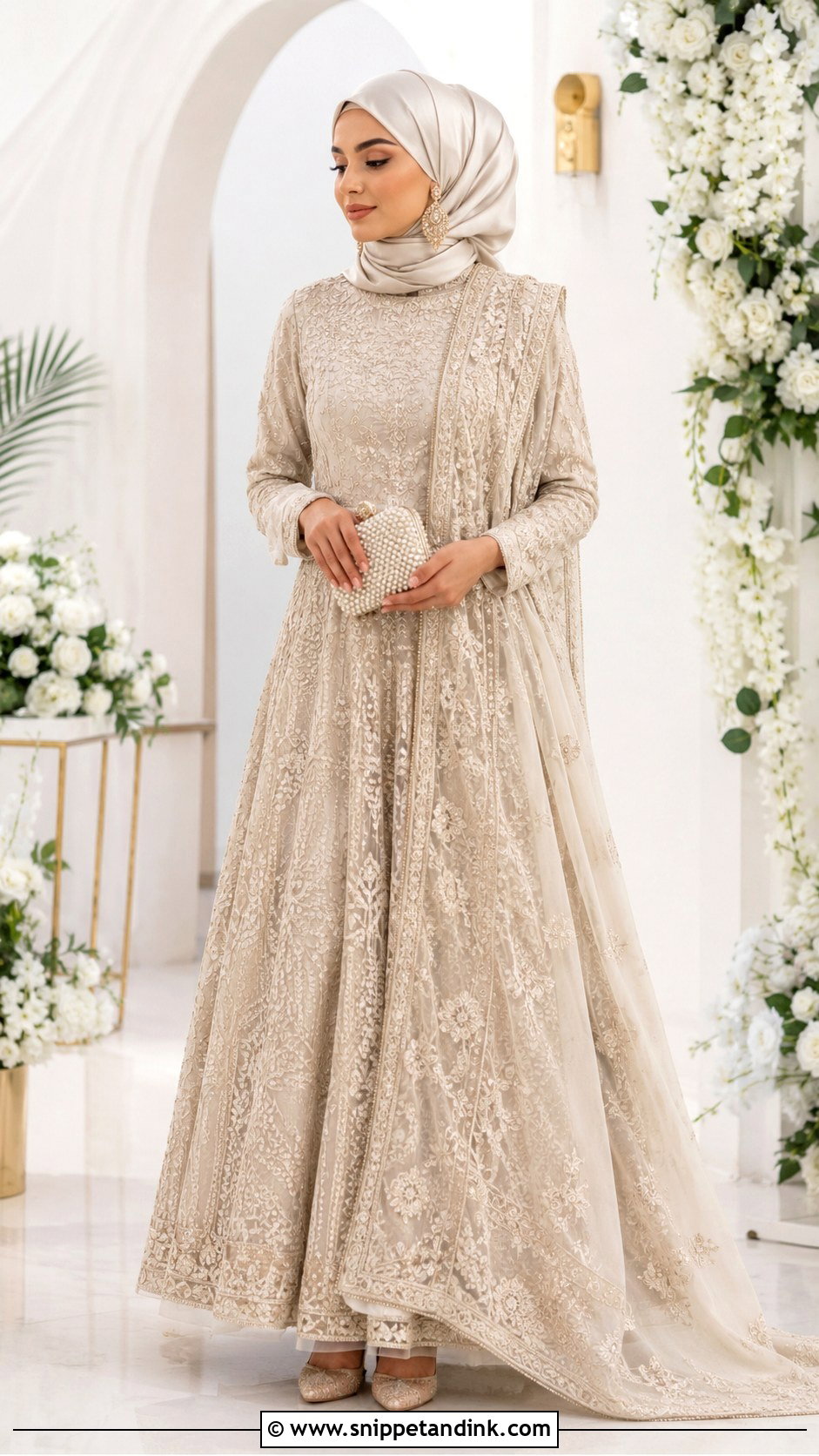 Champagne Muslim Bridal Lehenga - Snippet and Ink - 20 Bridal Muslim Dresses